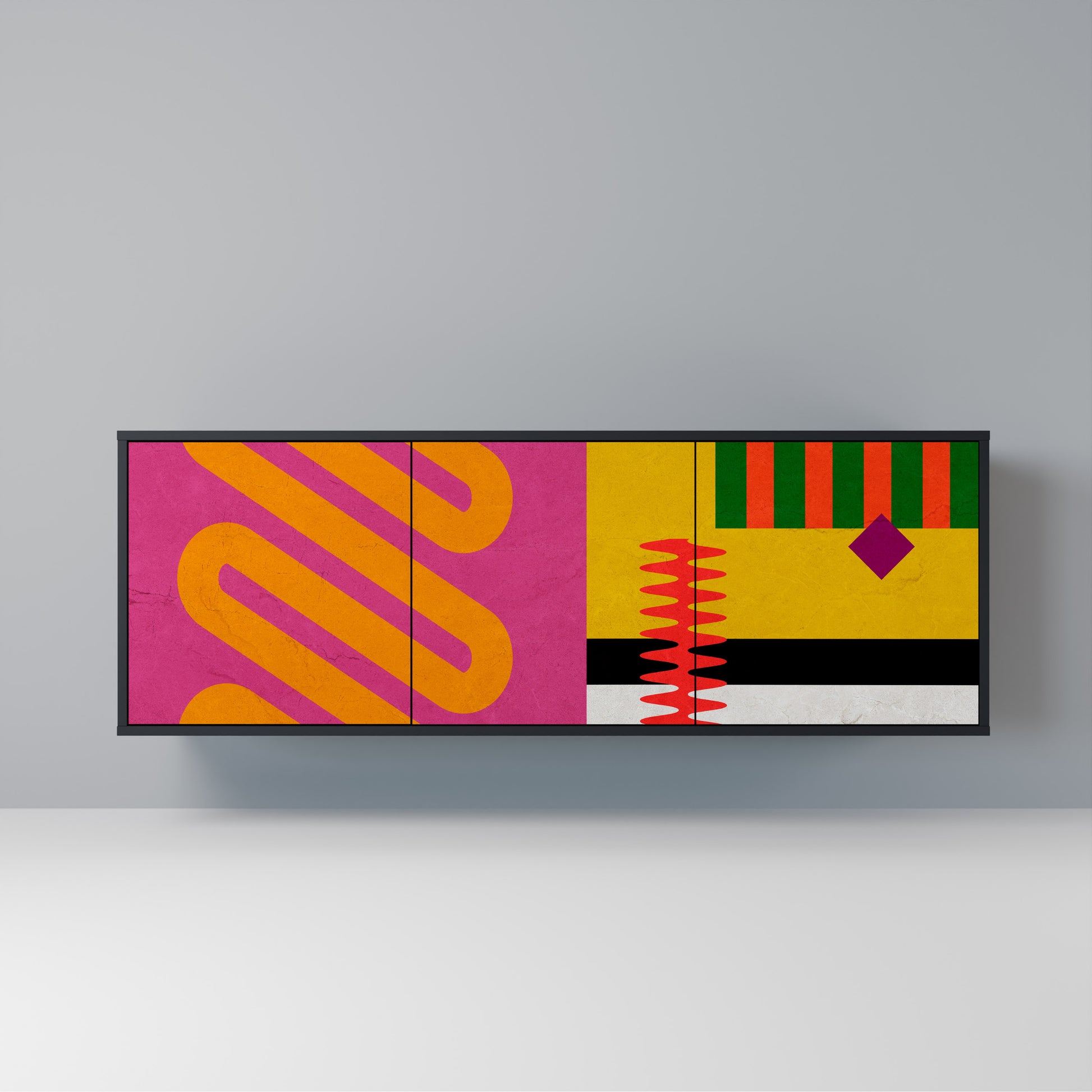 Aparador VIVID ART de 3 puertas con acabado negro