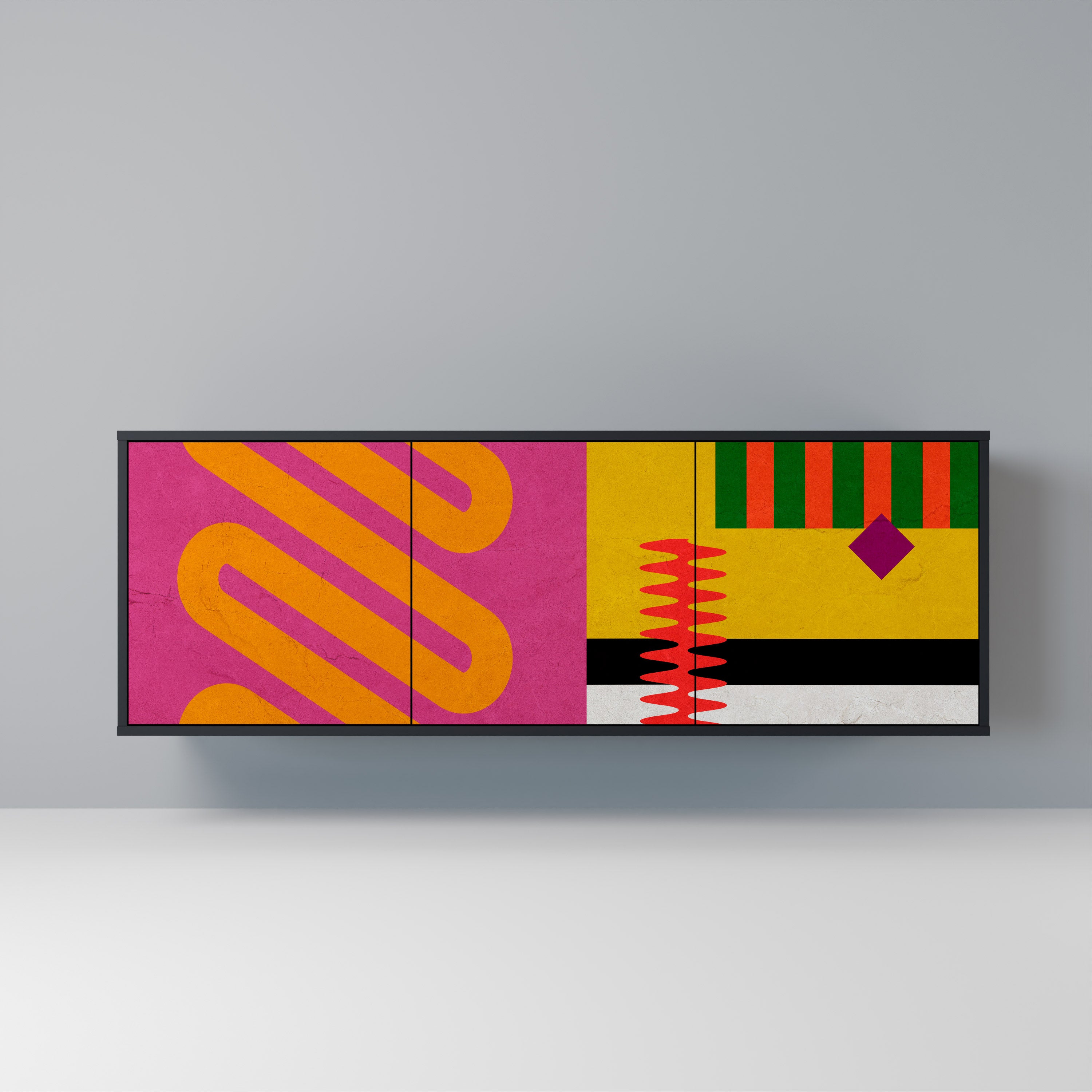 Aparador VIVID ART de 3 puertas con acabado negro