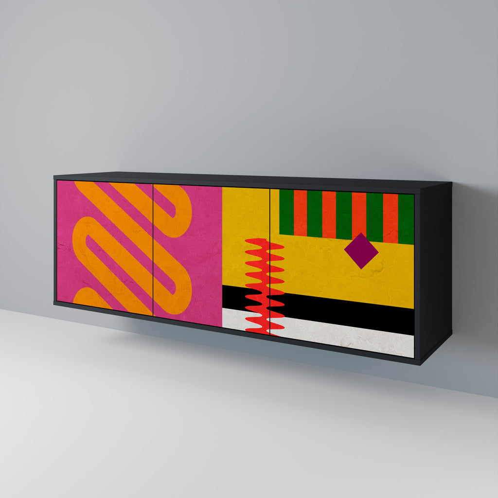 Aparador VIVID ART de 3 puertas con acabado negro
