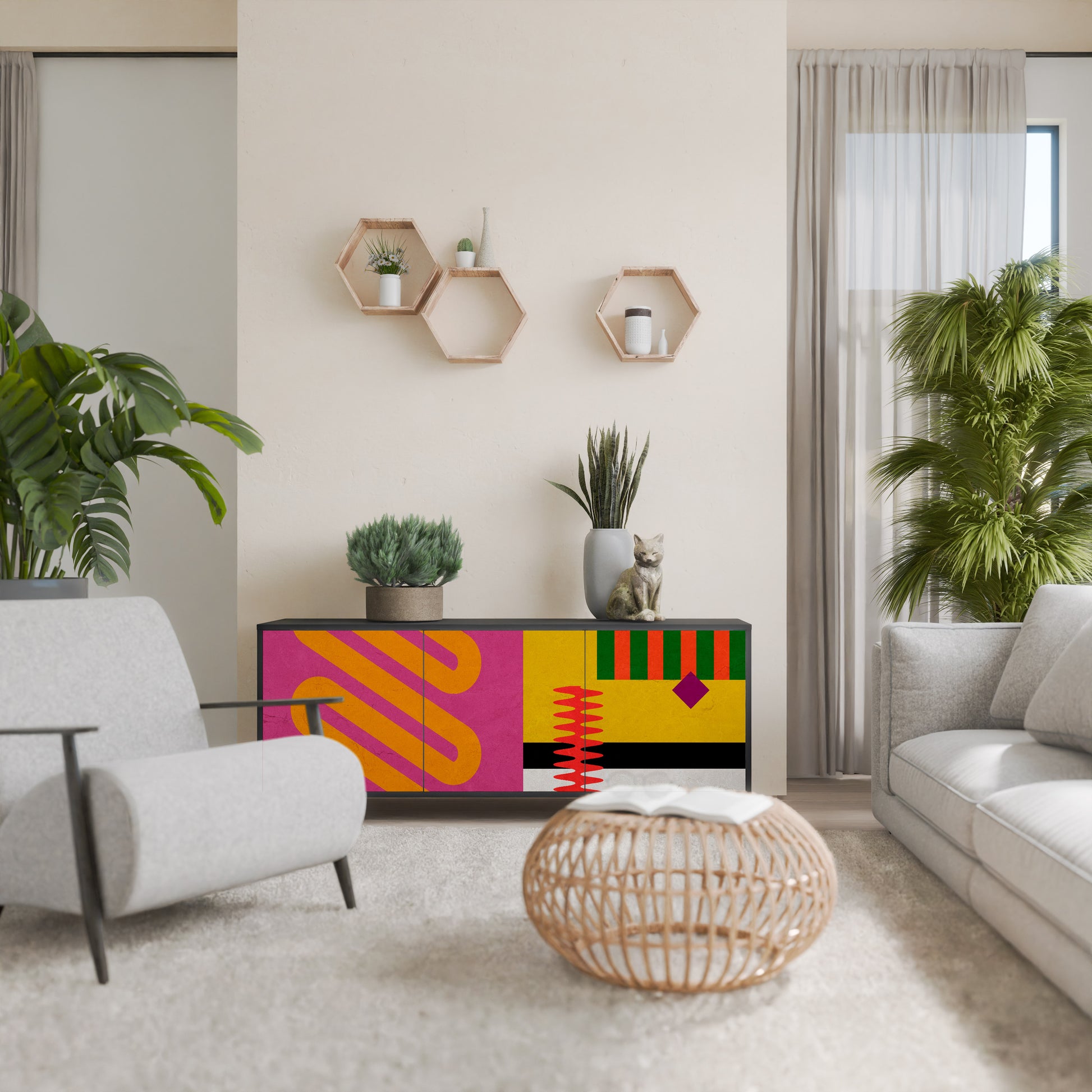 Aparador VIVID ART de 3 puertas con acabado negro
