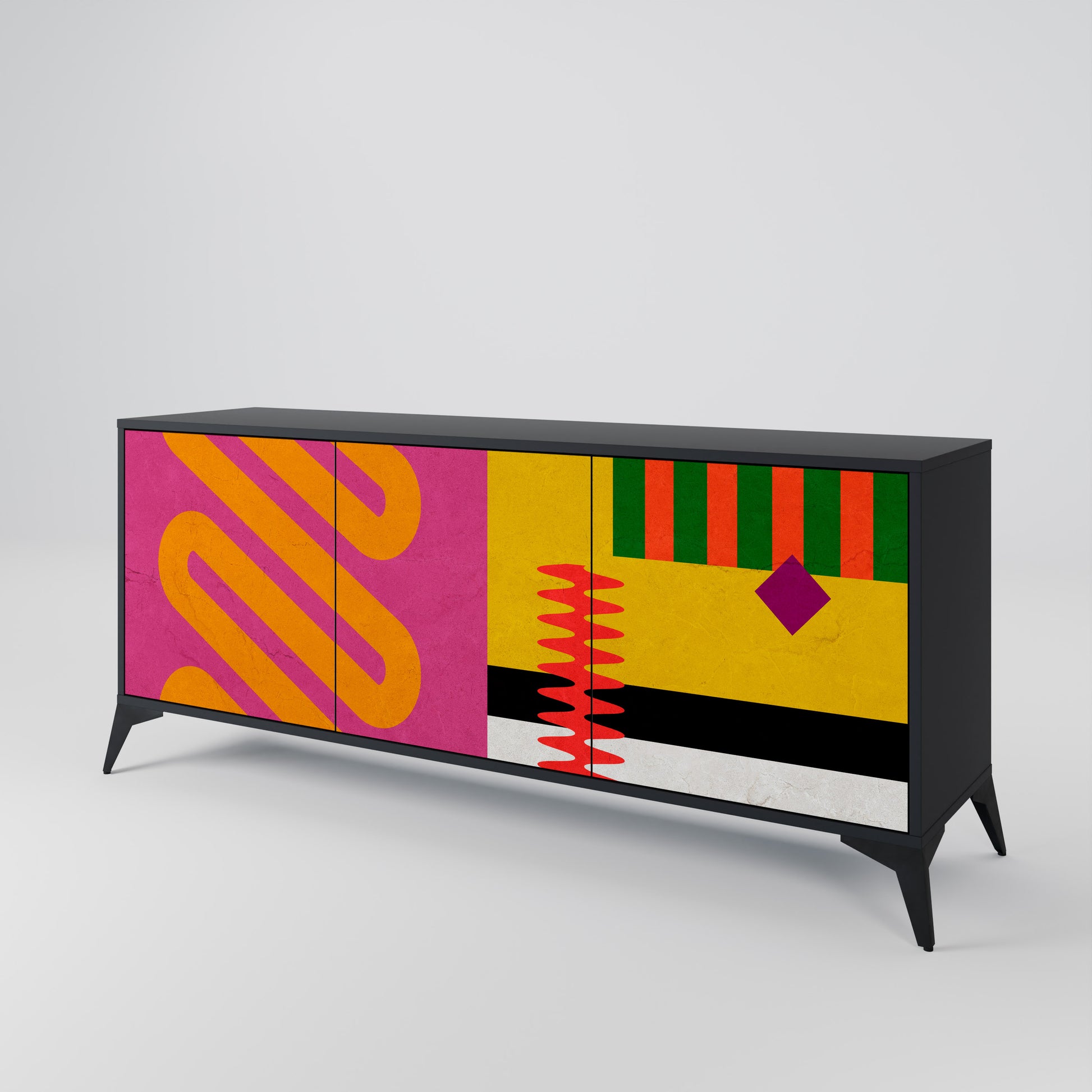 Aparador VIVID ART de 3 puertas con acabado negro