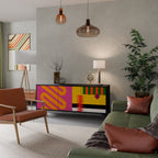 VIVID ART Aparador de 3 Puertas en Acabado Negro