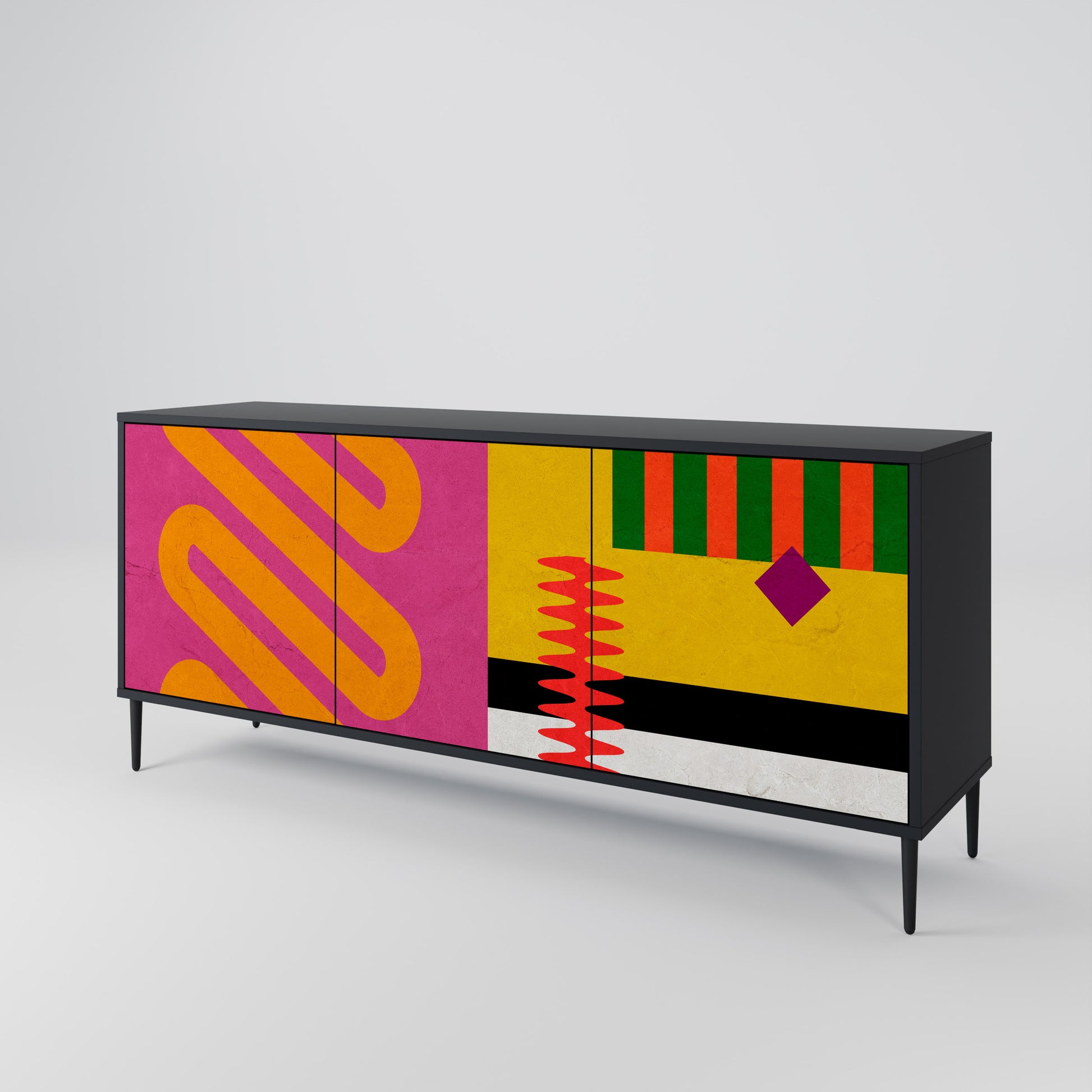 Aparador VIVID ART de 3 puertas con acabado negro