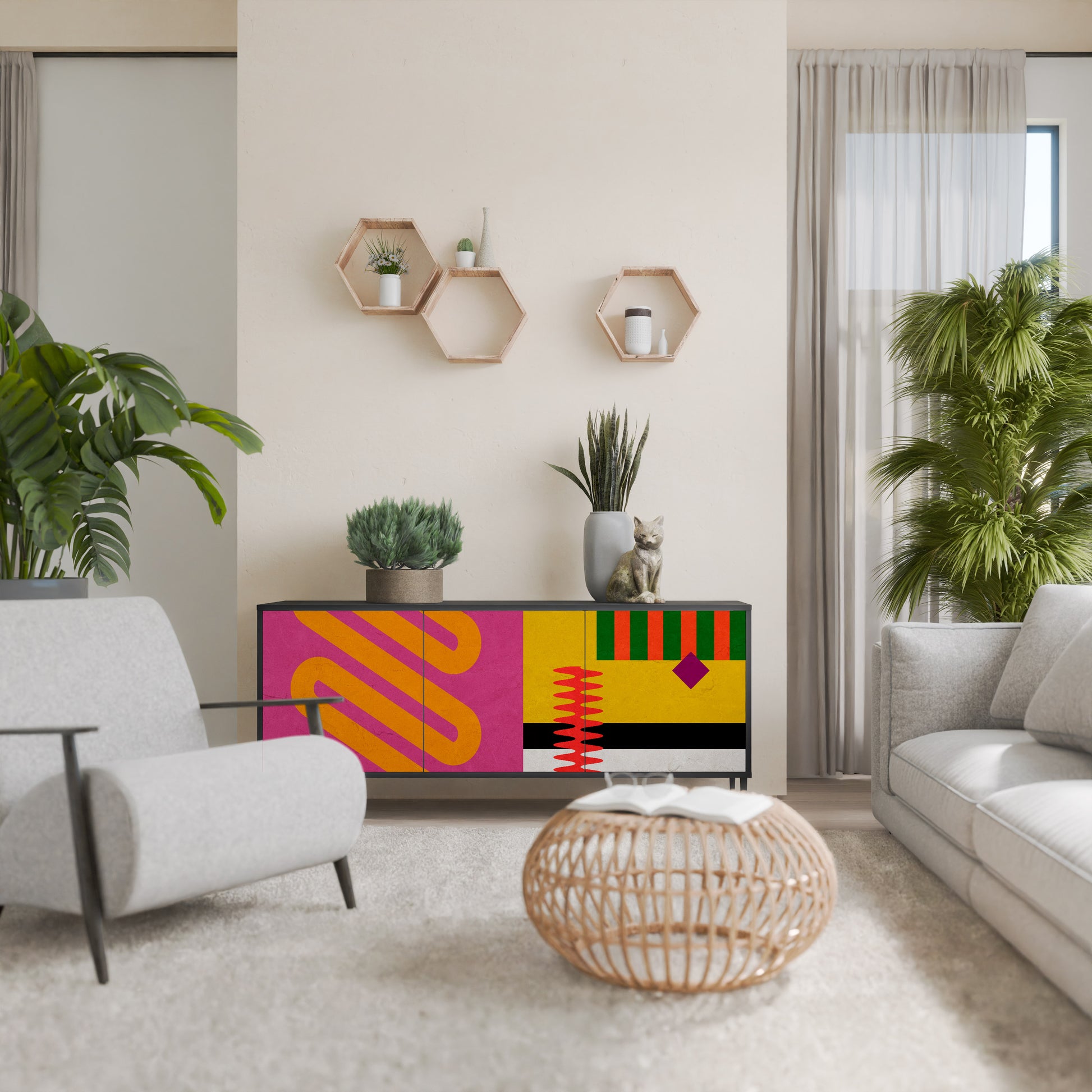 Aparador VIVID ART de 3 puertas con acabado negro