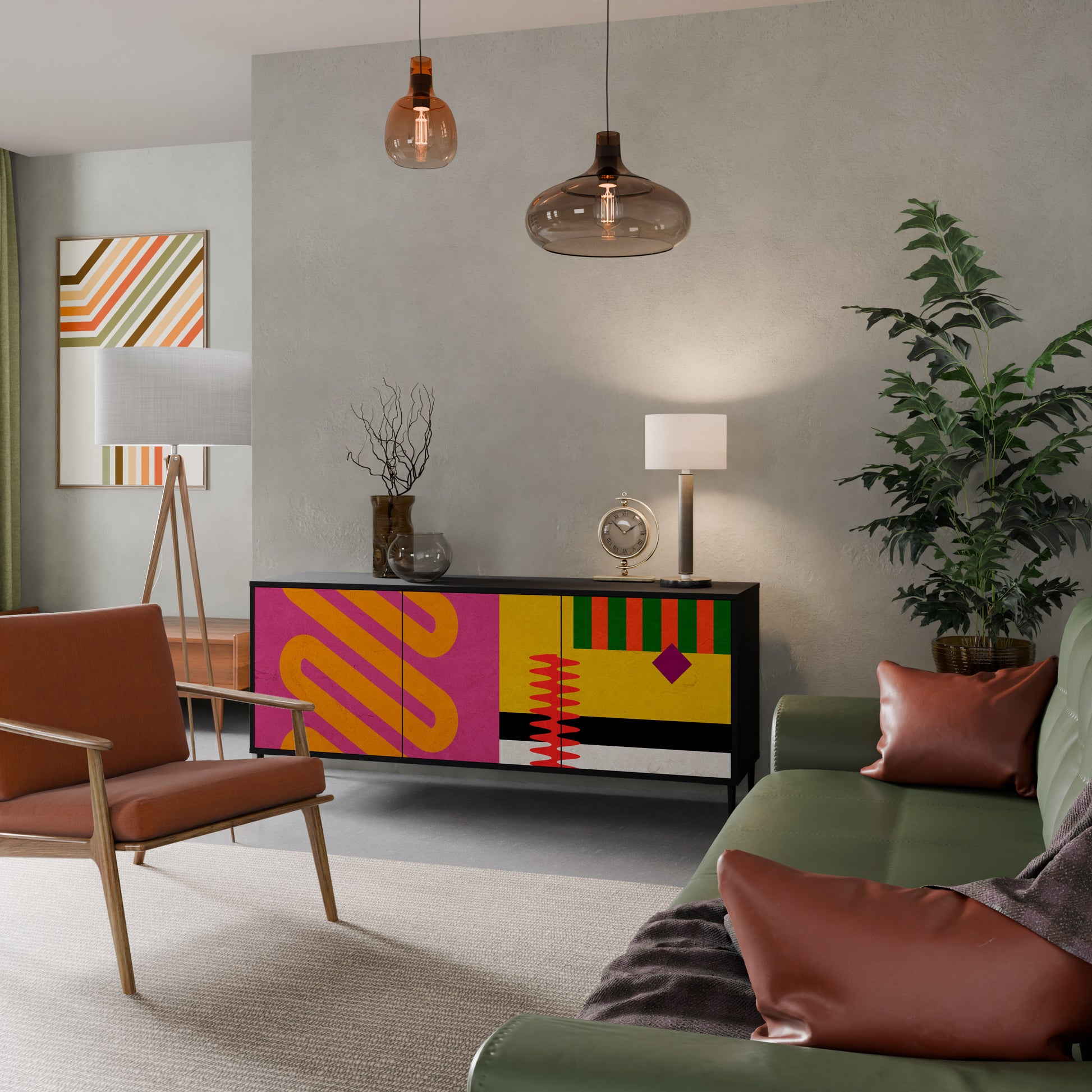 Aparador VIVID ART de 3 puertas con acabado negro