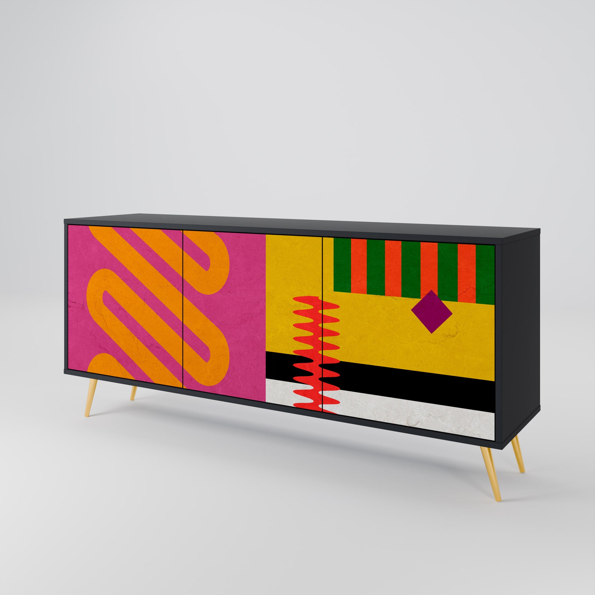 Aparador VIVID ART de 3 puertas con acabado negro
