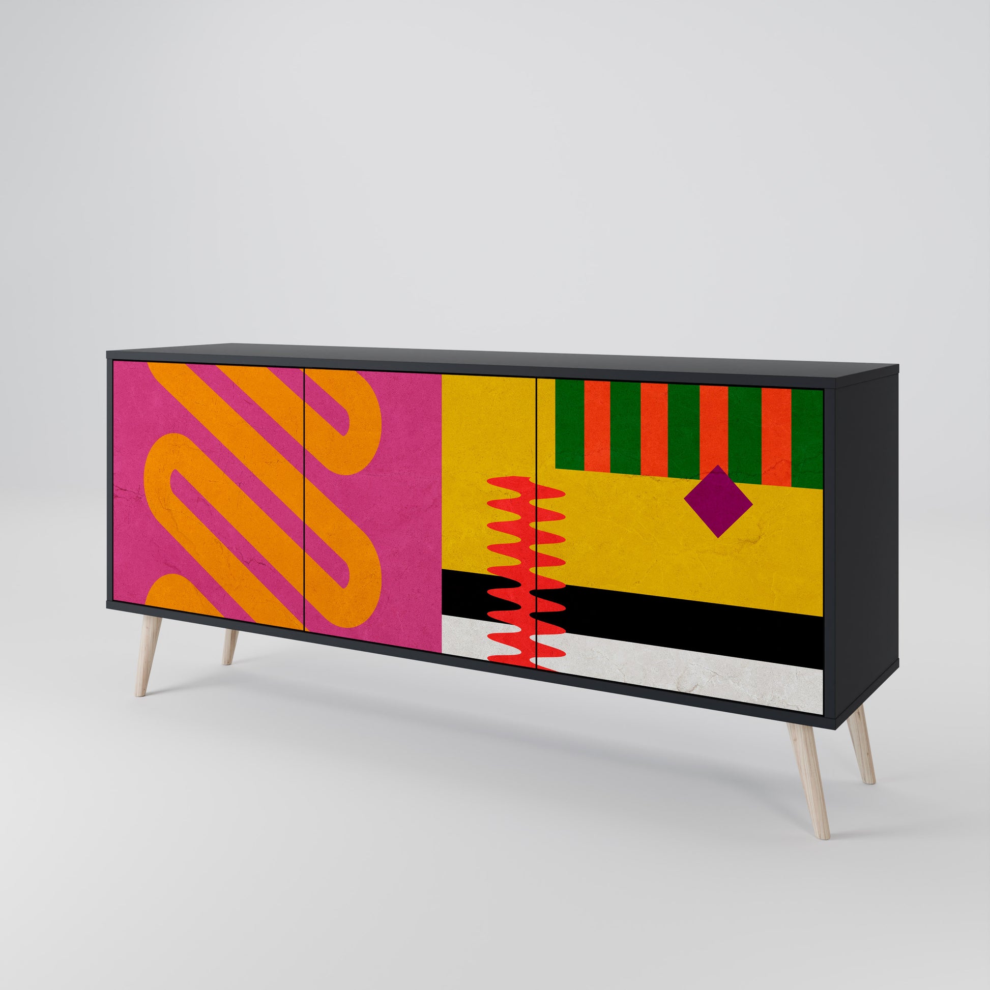 Aparador VIVID ART de 3 puertas con acabado negro