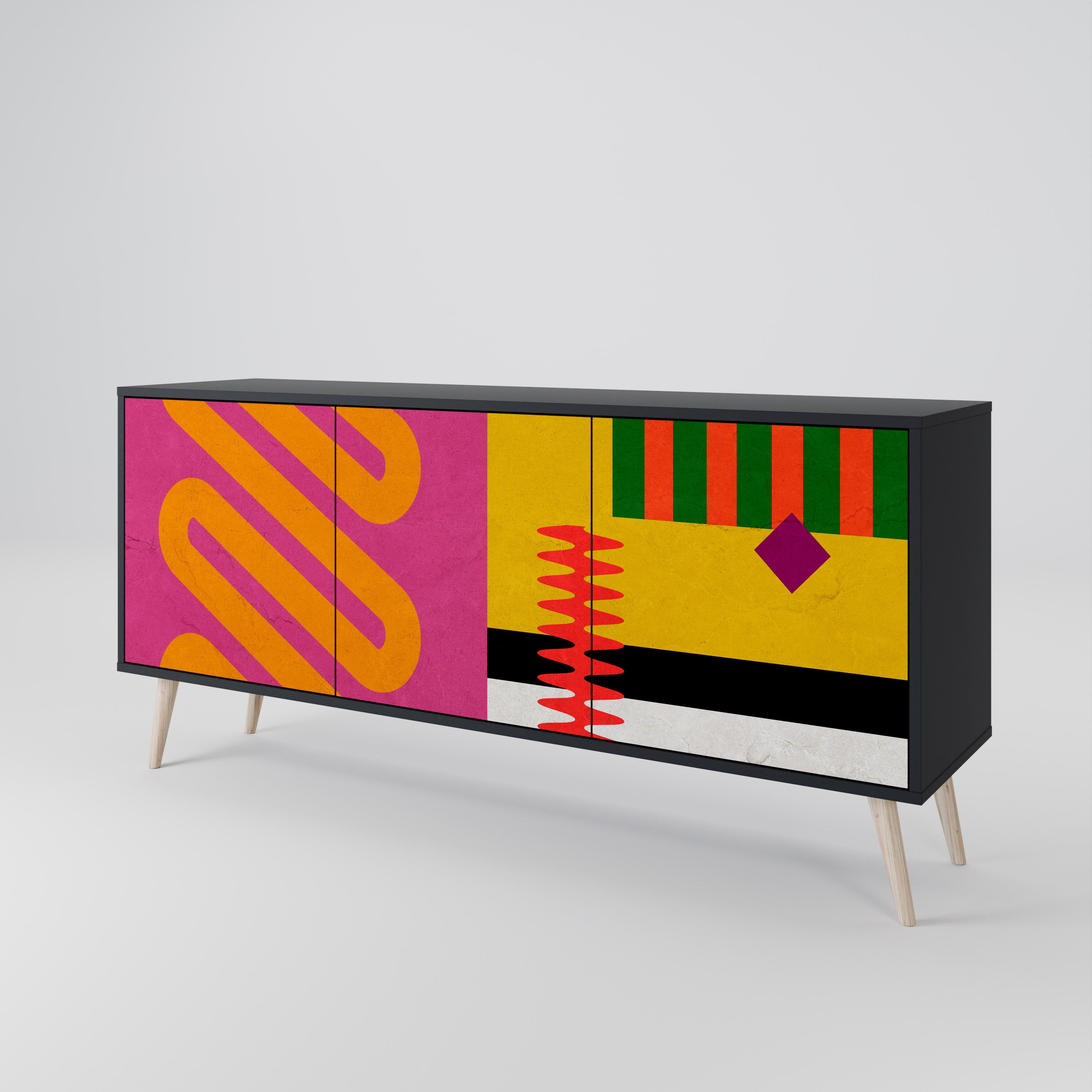 Aparador VIVID ART de 3 puertas con acabado negro