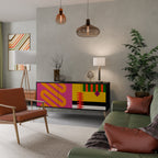 VIVID ART Aparador de 3 Puertas en Acabado Negro