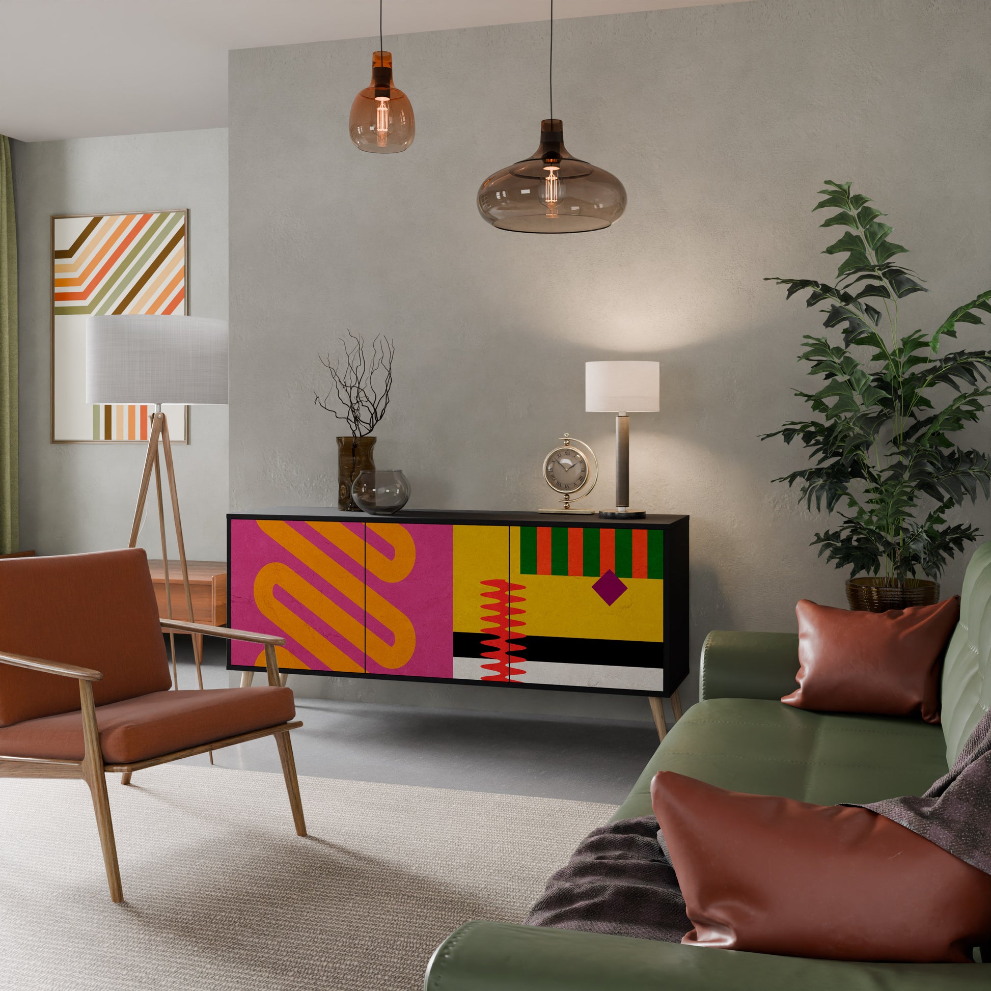 Aparador VIVID ART de 3 puertas con acabado negro
