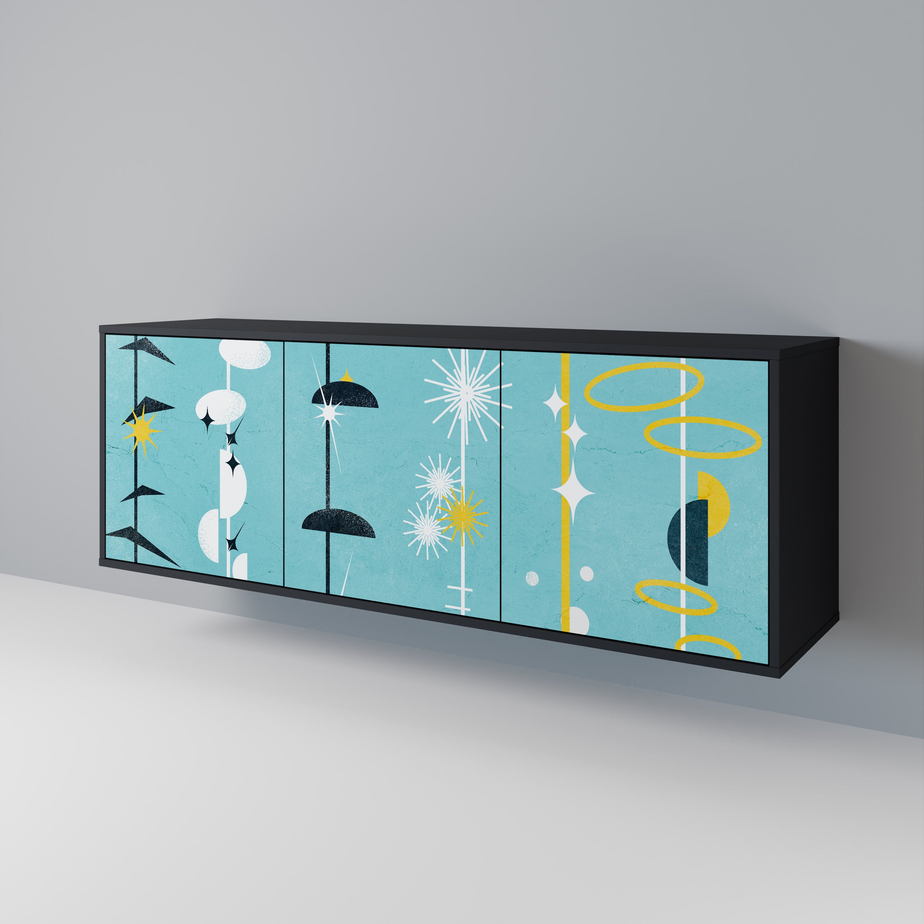 PATHS TO HAPPINESS 3-Door Sideboard in Black Finish