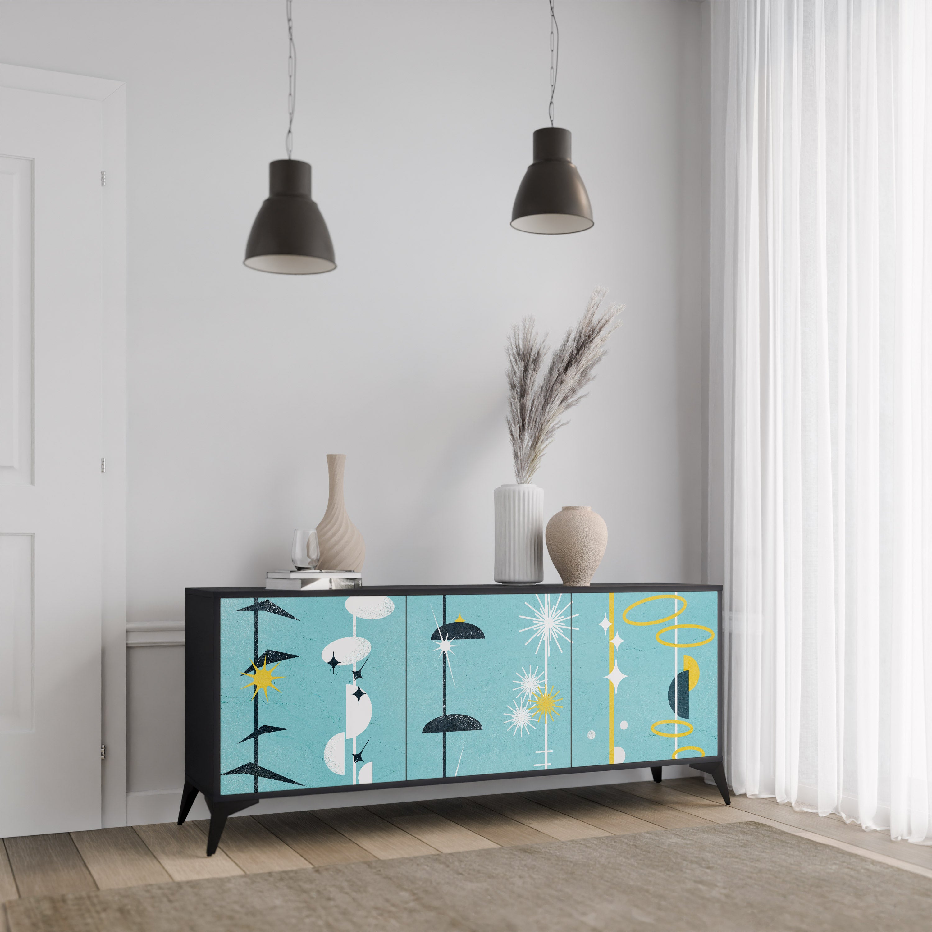 PATHS TO HAPPINESS 3-Door Sideboard in Black Finish