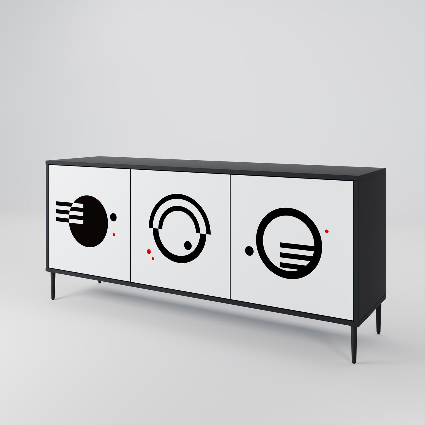 BLACK AND WHITE COMBINATION Aparador de 3 Puertas