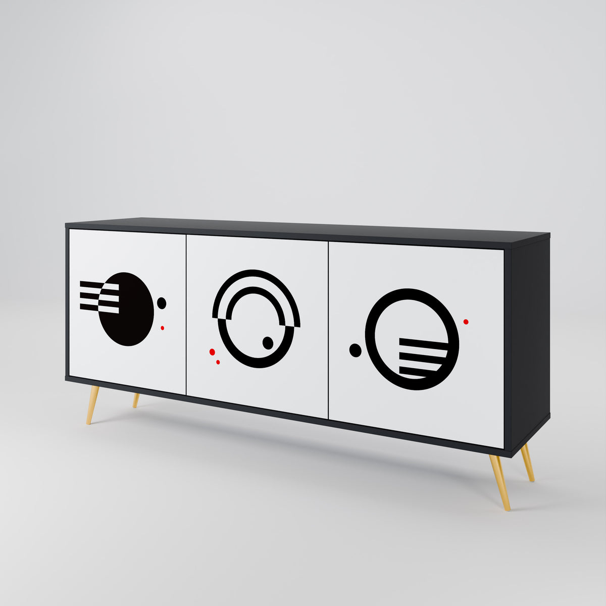 BLACK AND WHITE COMBINATION Aparador de 3 Puertas