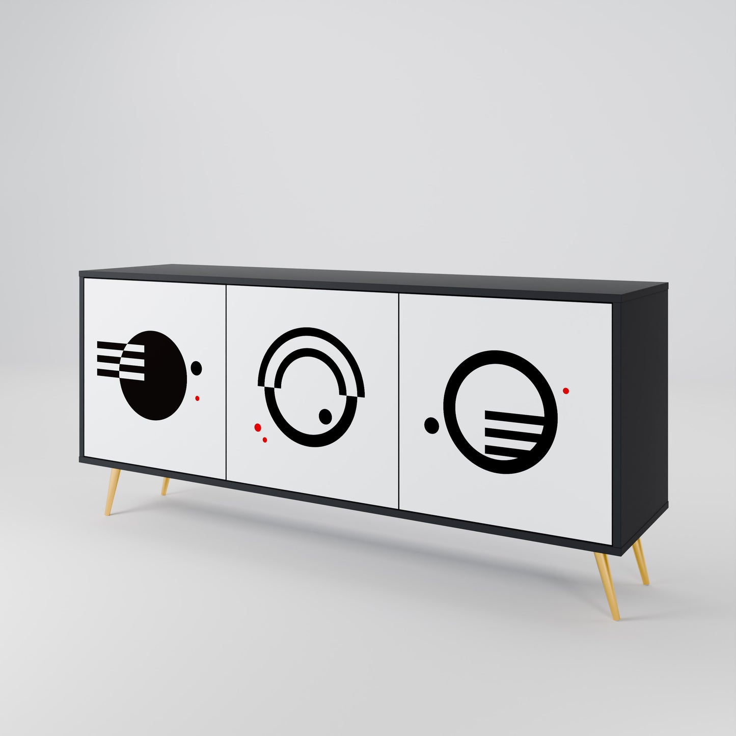 BLACK AND WHITE COMBINATION Aparador de 3 Puertas