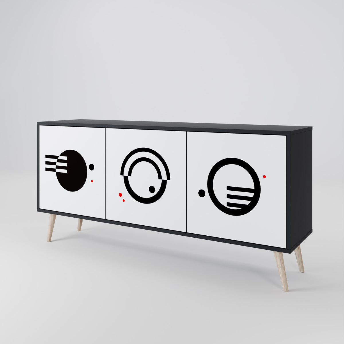 BLACK AND WHITE COMBINATION Aparador de 3 Puertas