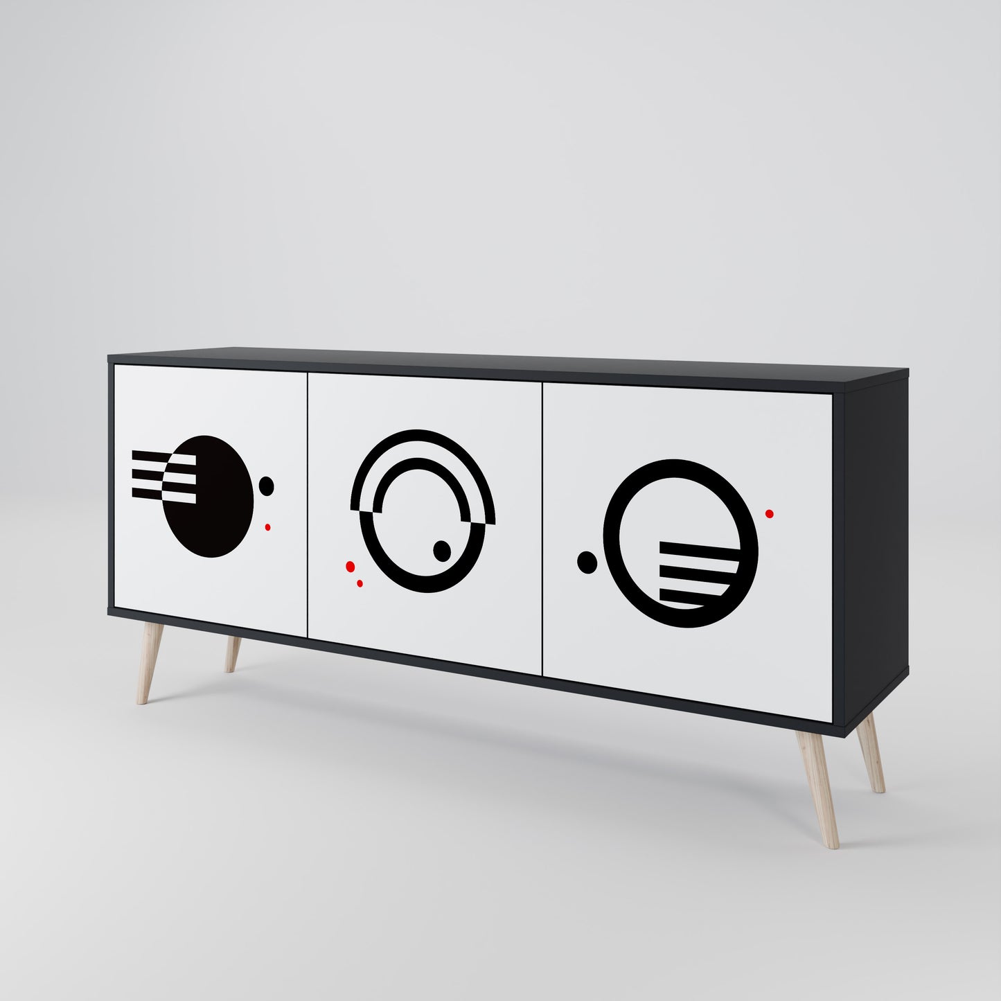BLACK AND WHITE COMBINATION Aparador de 3 Puertas