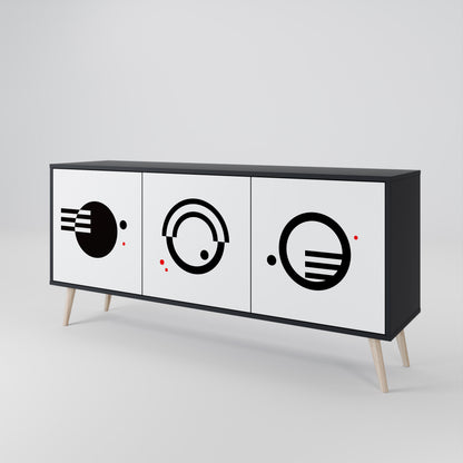 BLACK AND WHITE COMBINATION Aparador de 3 Puertas