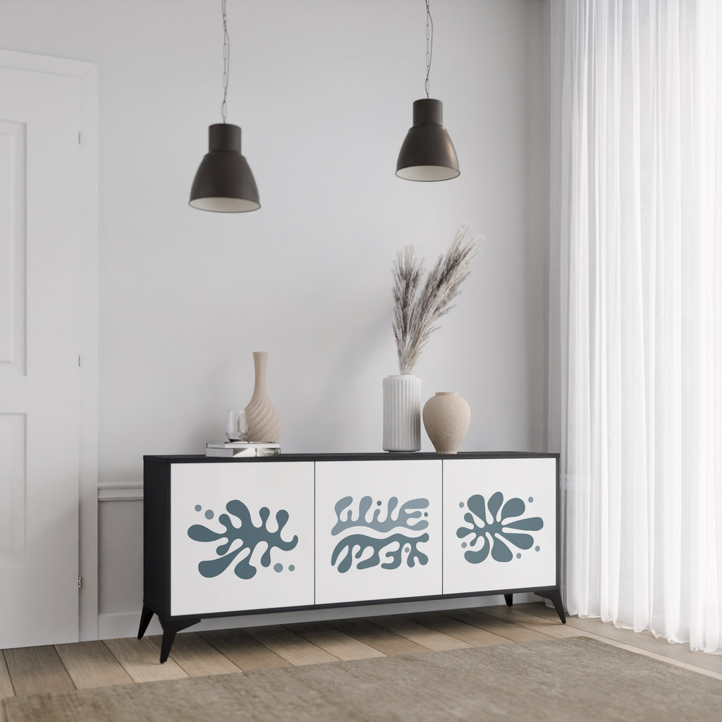 WONDERLAND VEGETATION 3-Door Sideboard in Black Finish