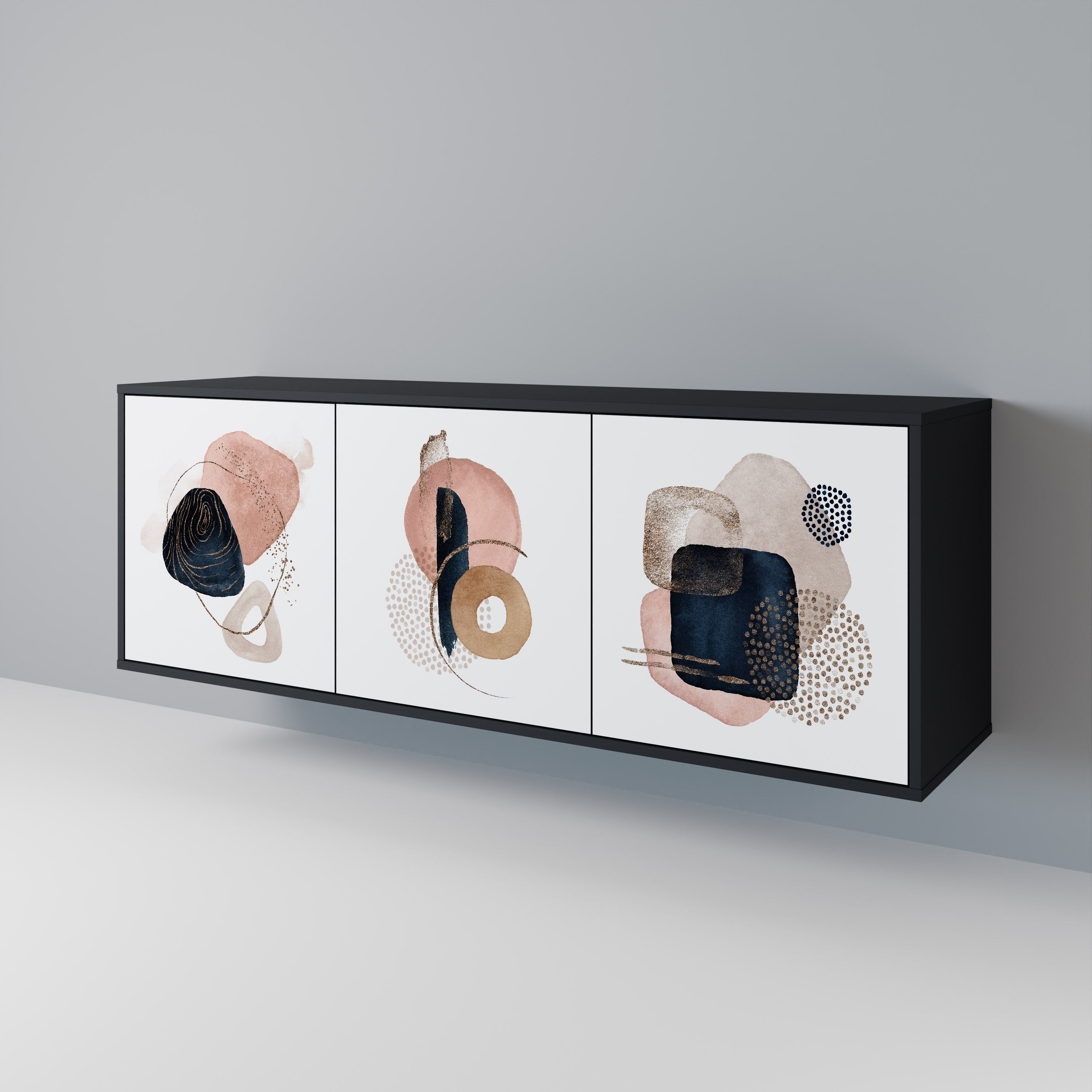 COLORFUL SHAPES 3-Door Sideboard in Black Finish