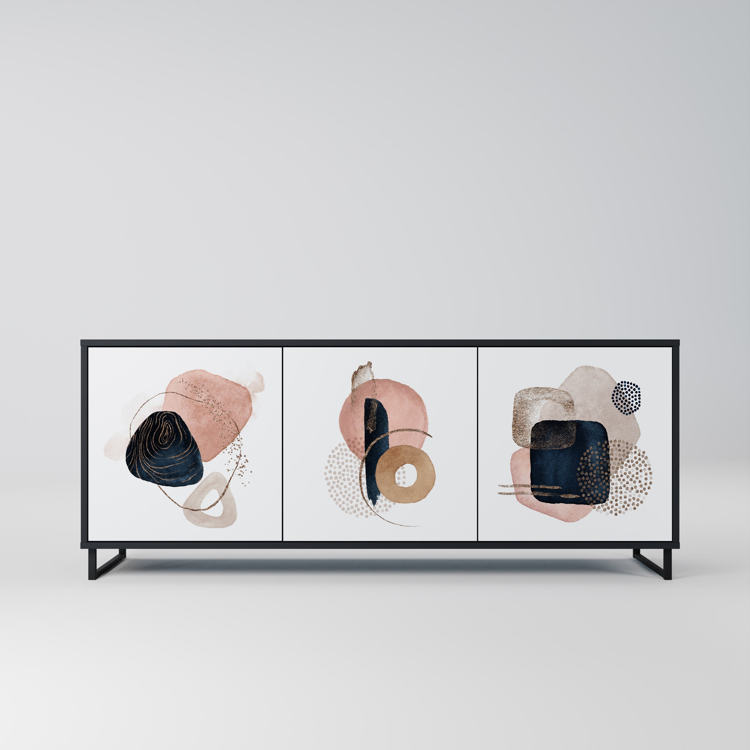 COLORFUL SHAPES 3-Door Sideboard in Black Finish