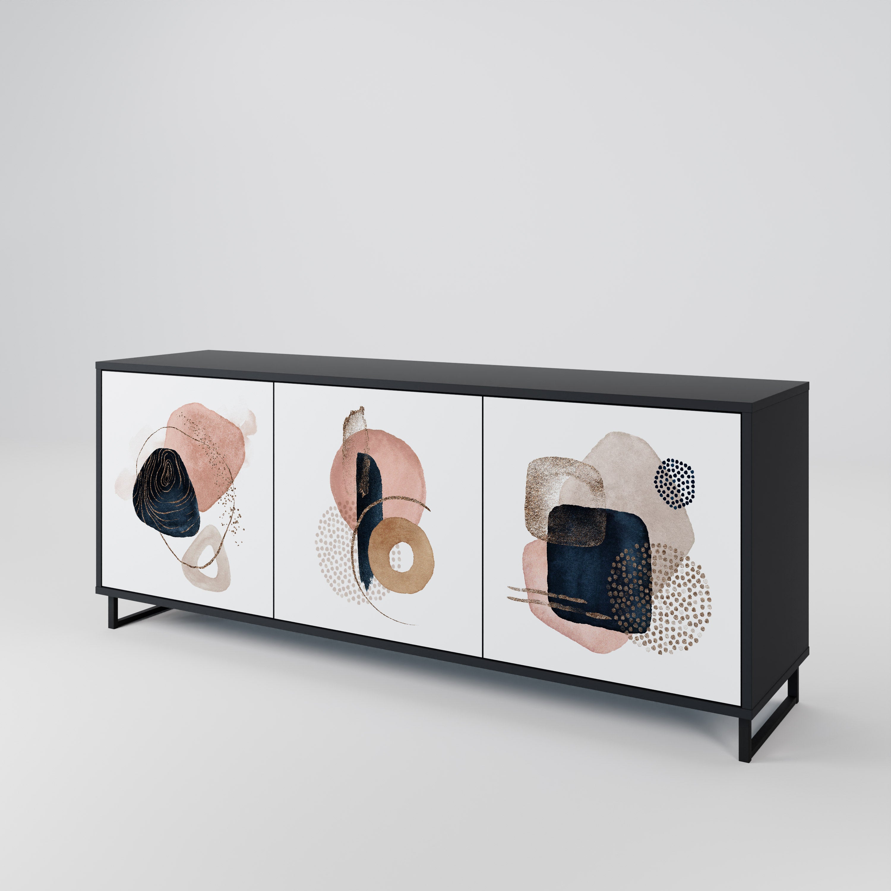 COLORFUL SHAPES 3-Door Sideboard in Black Finish
