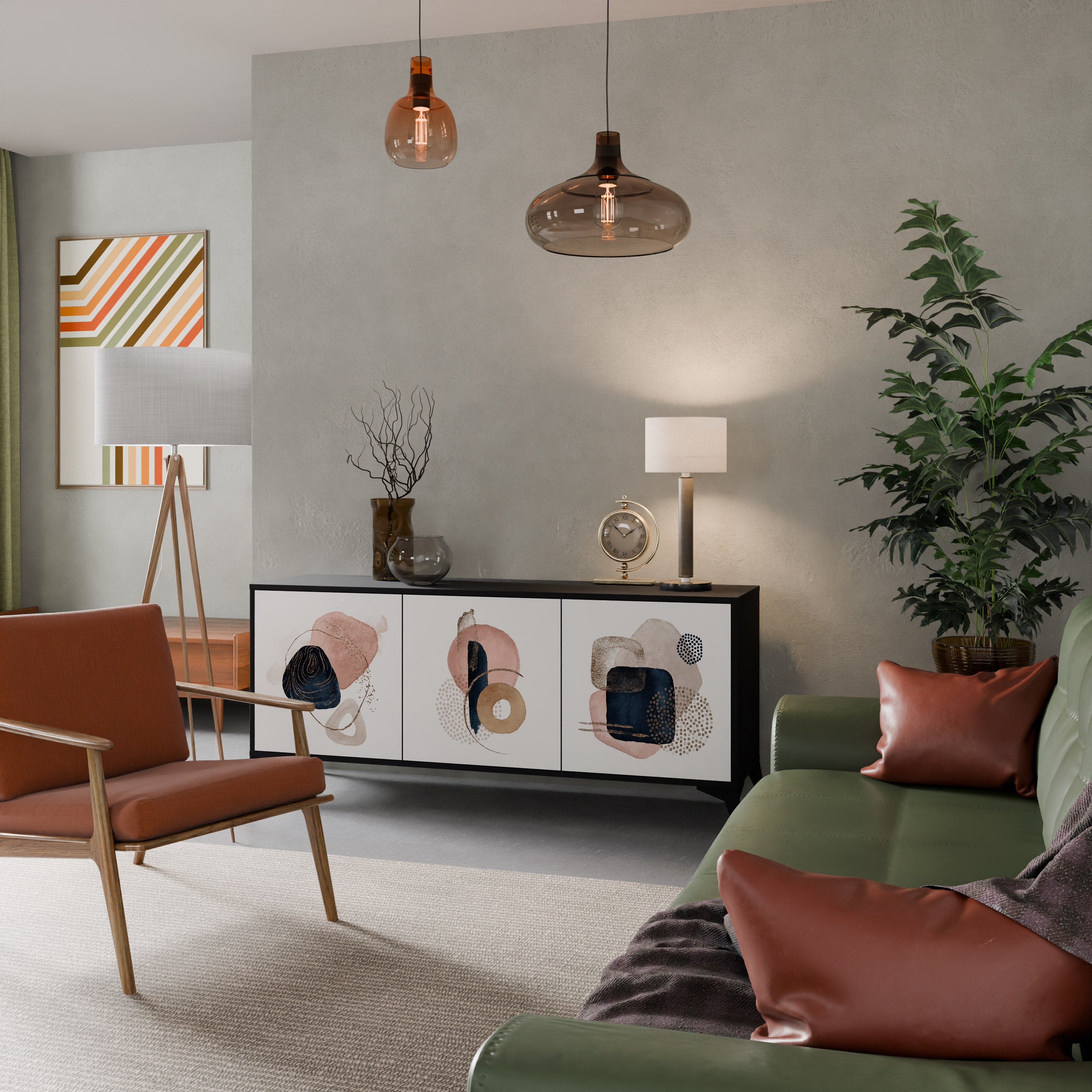 COLORFUL SHAPES 3-Door Sideboard in Black Finish