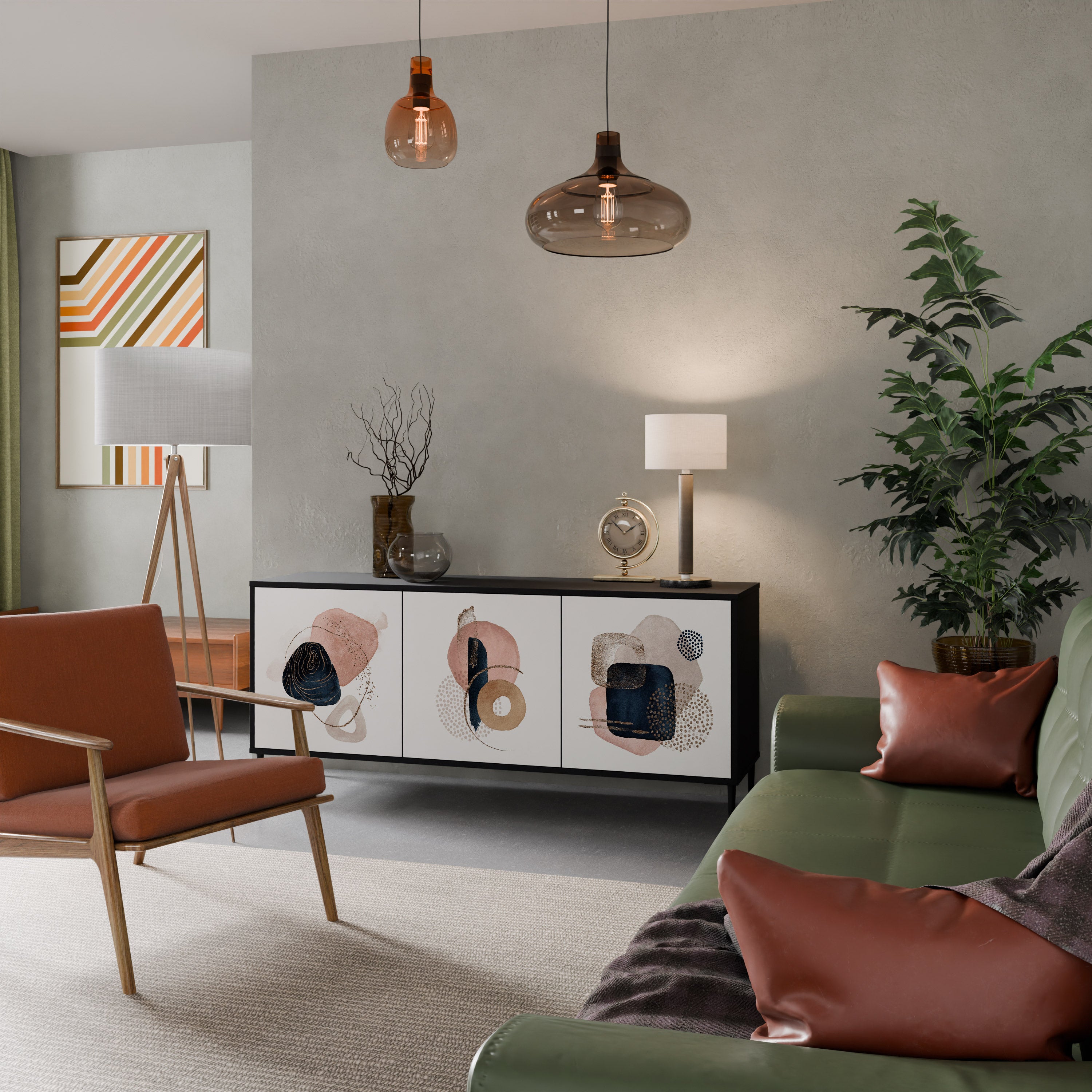 COLORFUL SHAPES 3-Door Sideboard in Black Finish