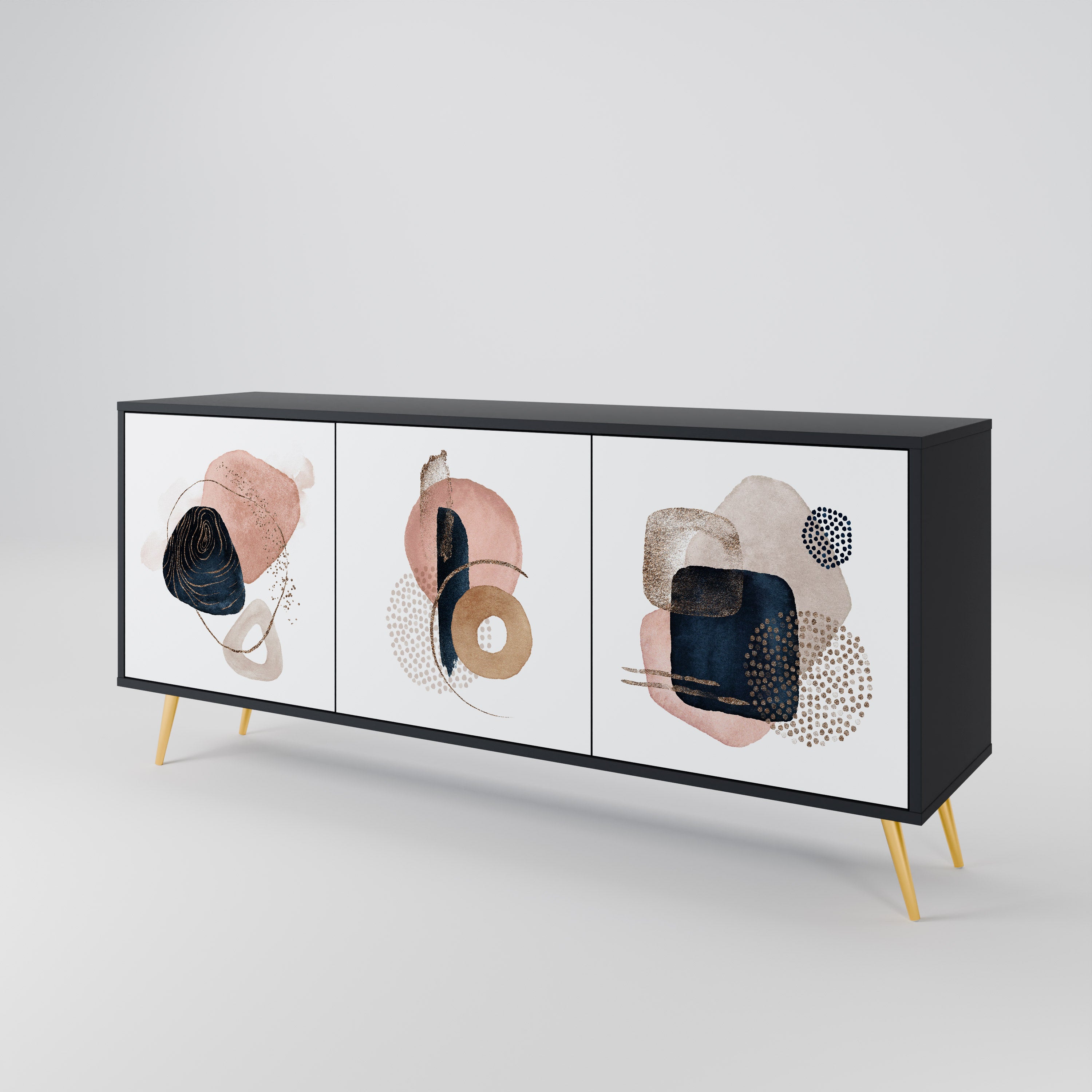 COLORFUL SHAPES 3-Door Sideboard in Black Finish
