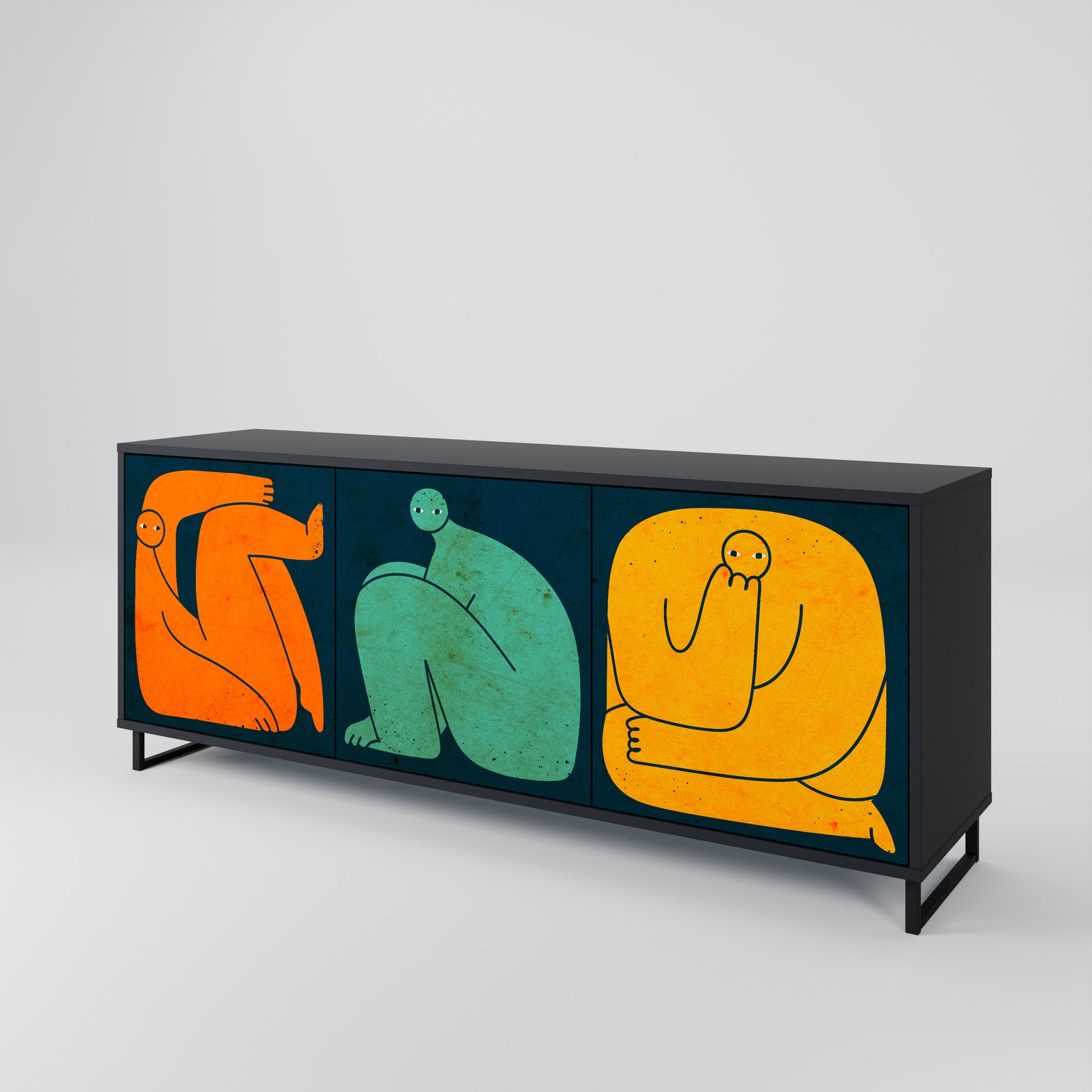 Aparador de 3 puertas JUNTOS PERO POR SEPARADO en acabado negro