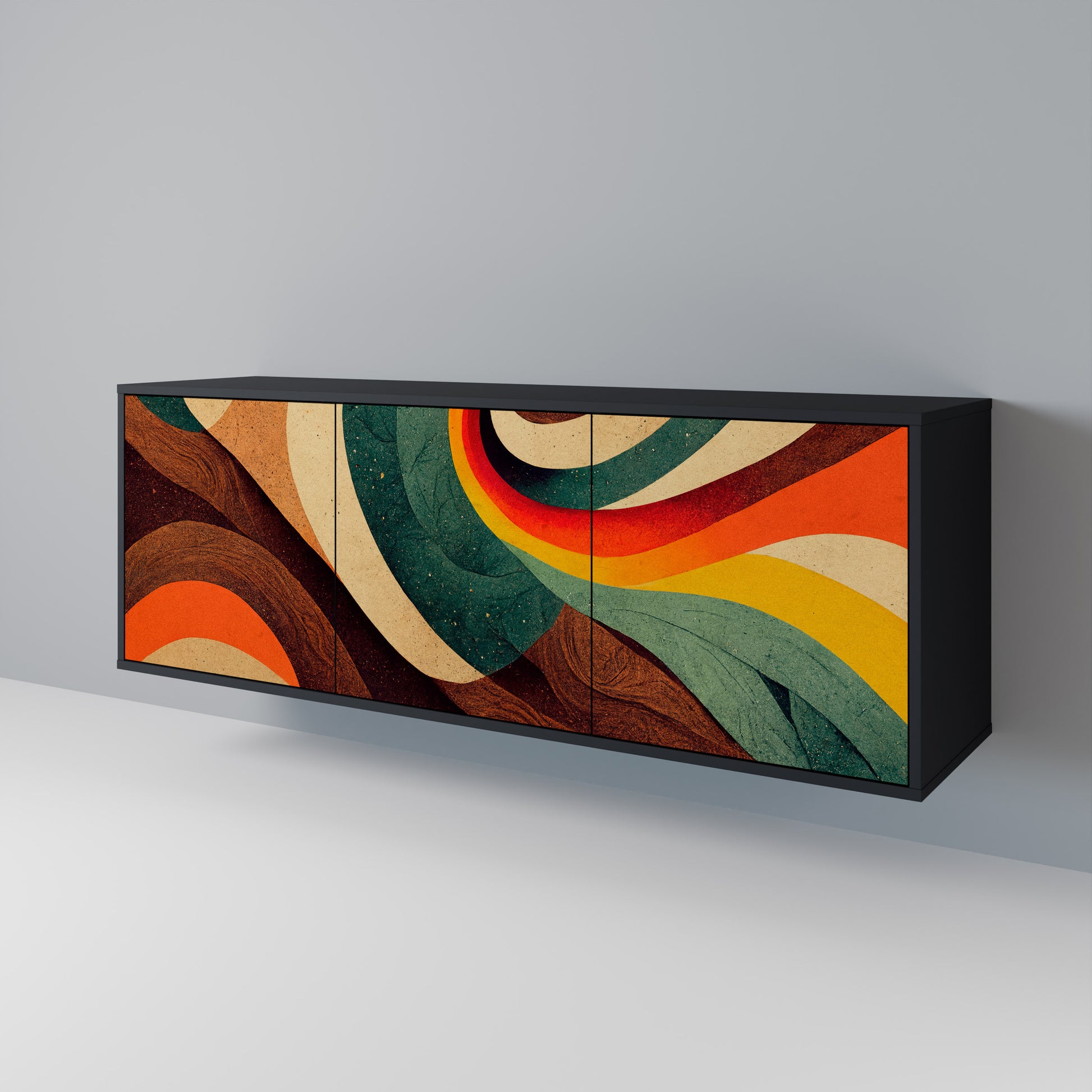 Aparador de 3 puertas COLORFUL STRANDS en acabado negro