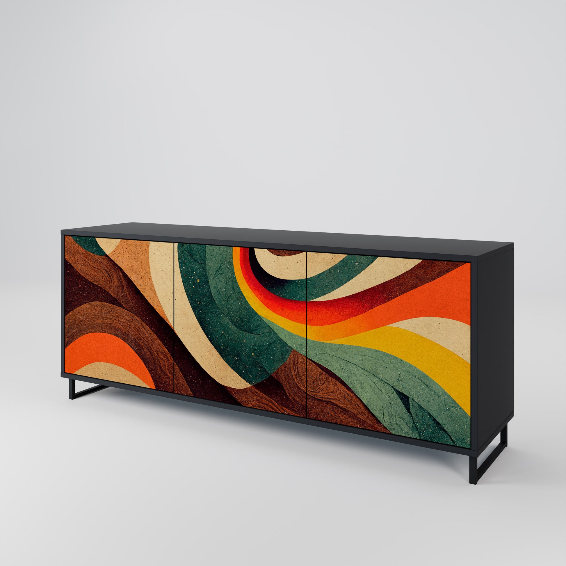 Aparador de 3 puertas COLORFUL STRANDS en acabado negro