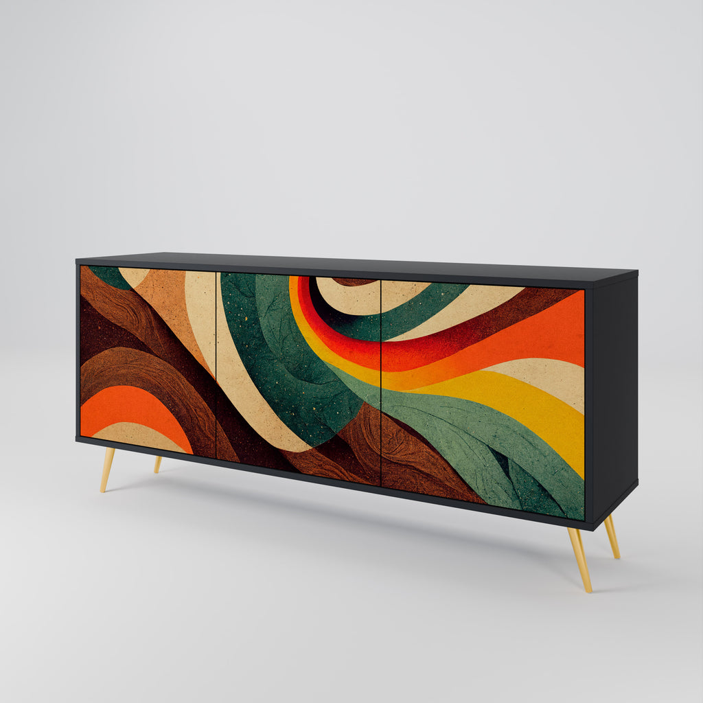 COLORFUL STRANDS 3-Door Sideboard in Black Finish