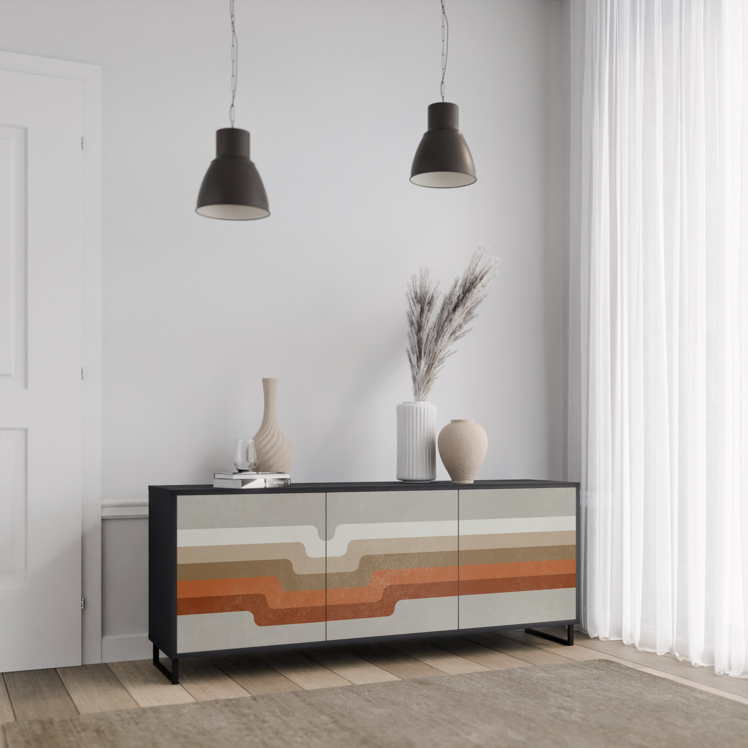 PECULIAR TRAIL 3-Door Sideboard in Black Finish