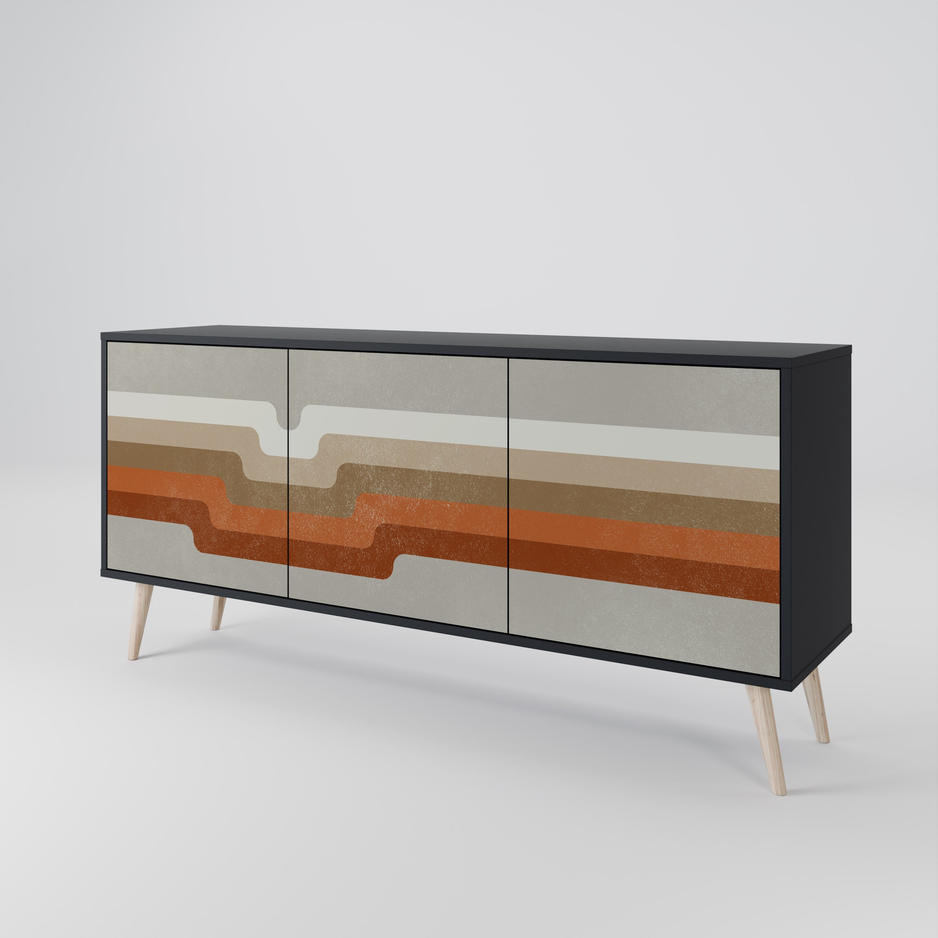 PECULIAR TRAIL 3-Door Sideboard in Black Finish