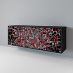 BROKEN LINES 3-Door Sideboard in Black Finish