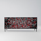BROKEN LINES 3-Door Sideboard in Black Finish