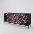 BROKEN LINES 3-Door Sideboard in Black Finish