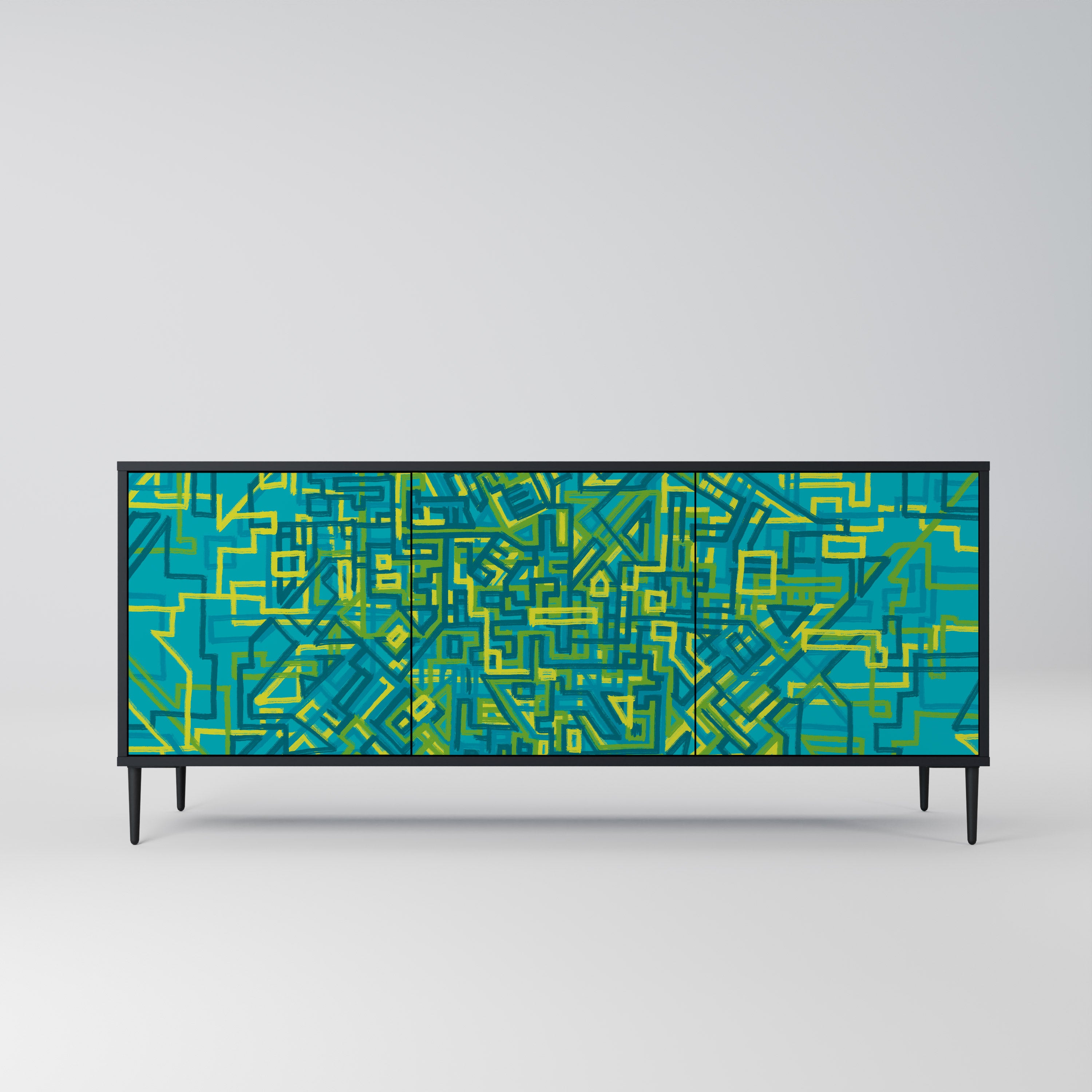 NOSTALGIC MEMORIES 3-Door Sideboard in Black Finish