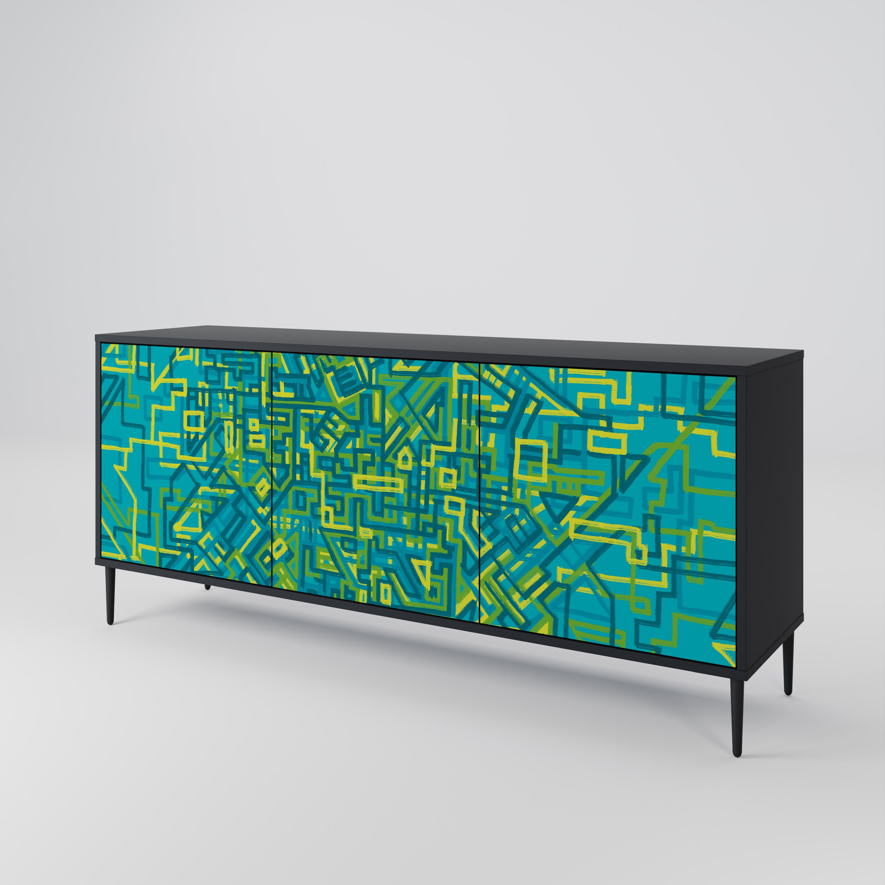 NOSTALGIC MEMORIES 3-Door Sideboard in Black Finish