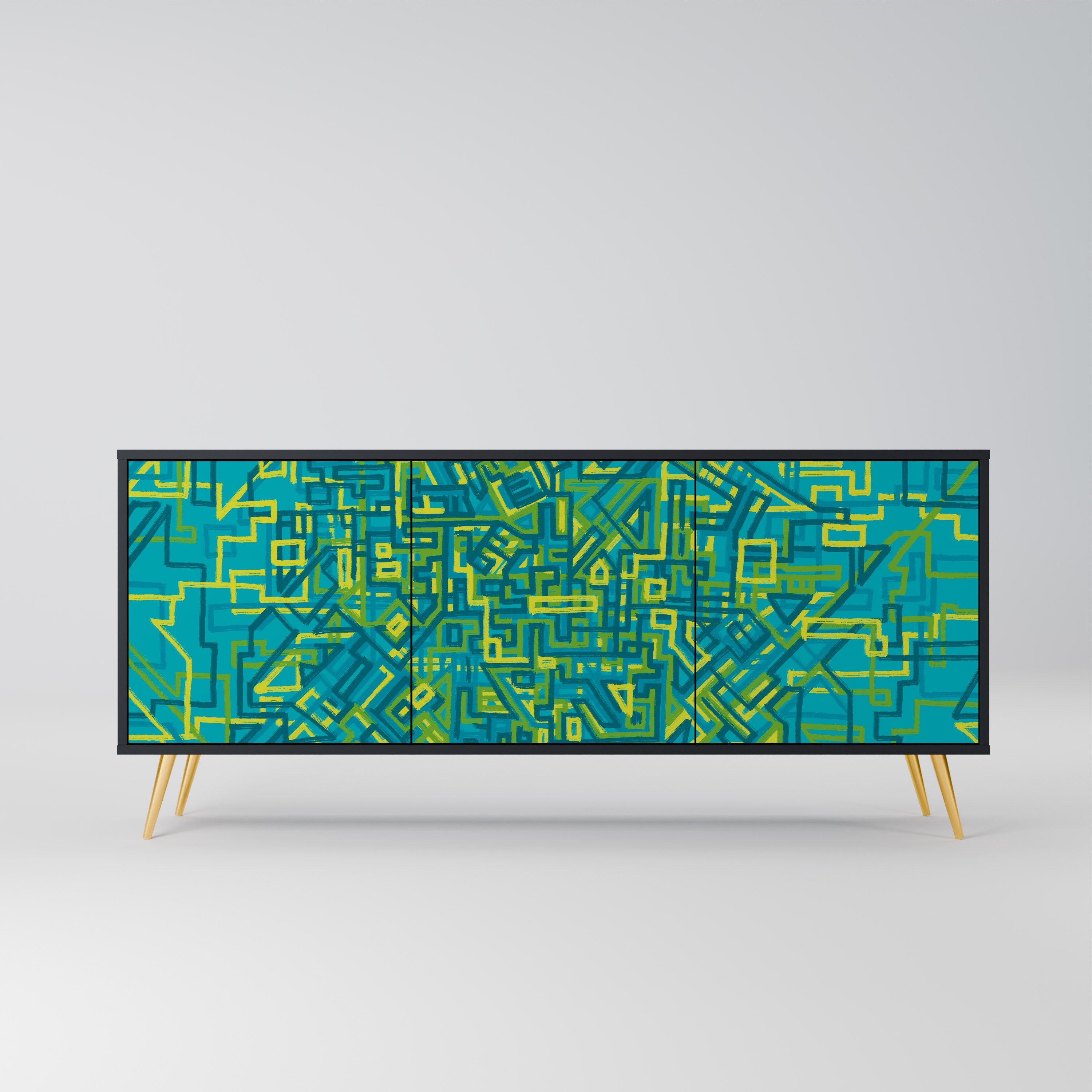 NOSTALGIC MEMORIES 3-Door Sideboard in Black Finish
