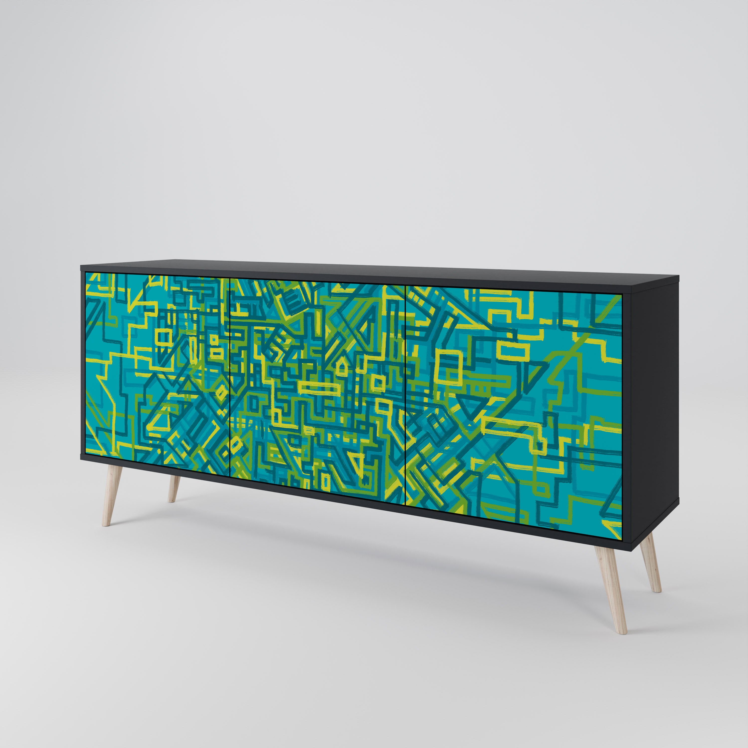 NOSTALGIC MEMORIES 3-Door Sideboard in Black Finish