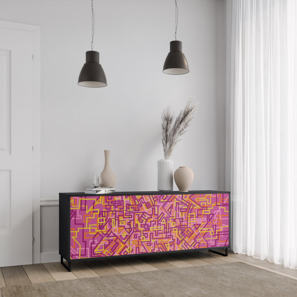 LOVELY MEMORIES 3-Door Sideboard in Black Finish