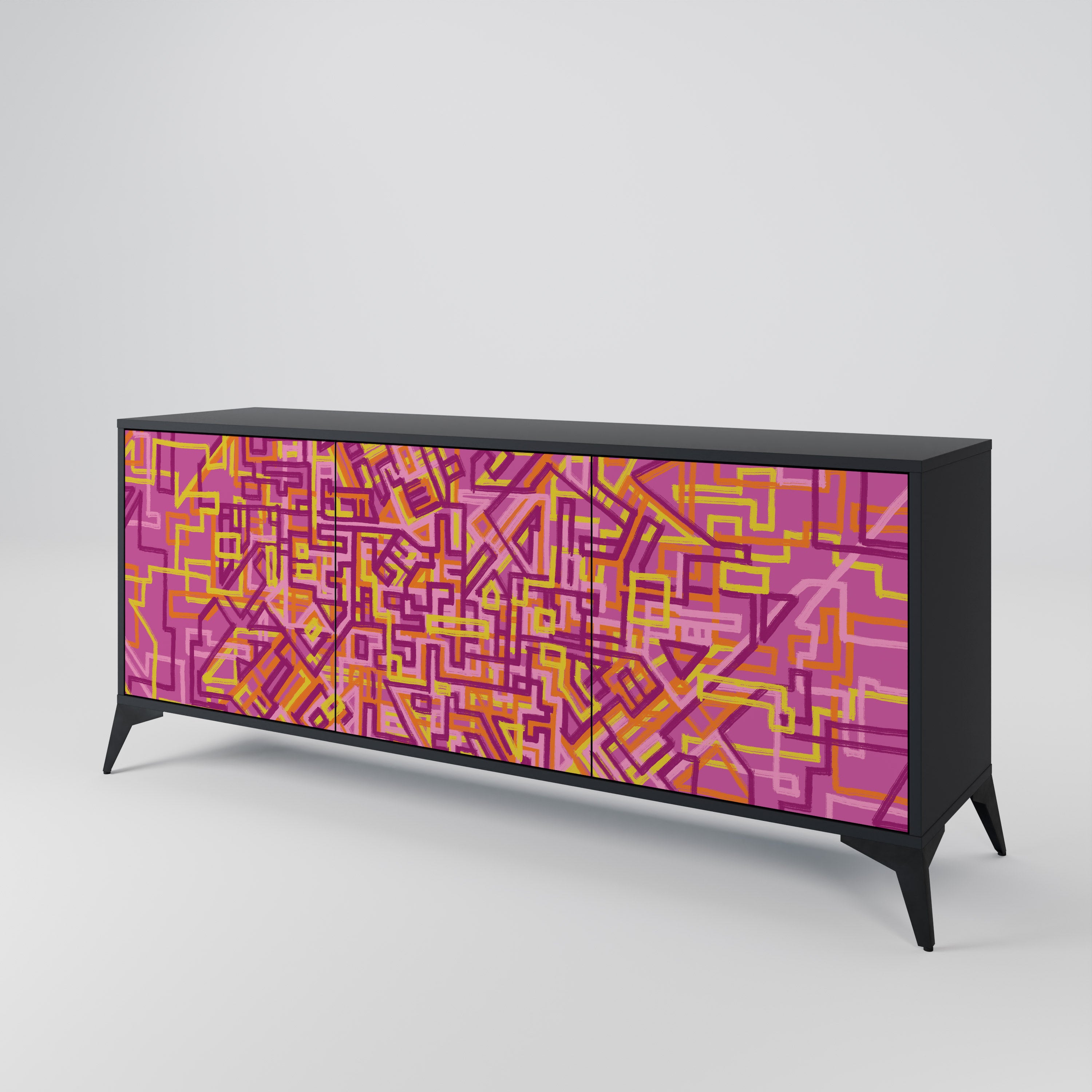 LOVELY MEMORIES 3-Door Sideboard in Black Finish