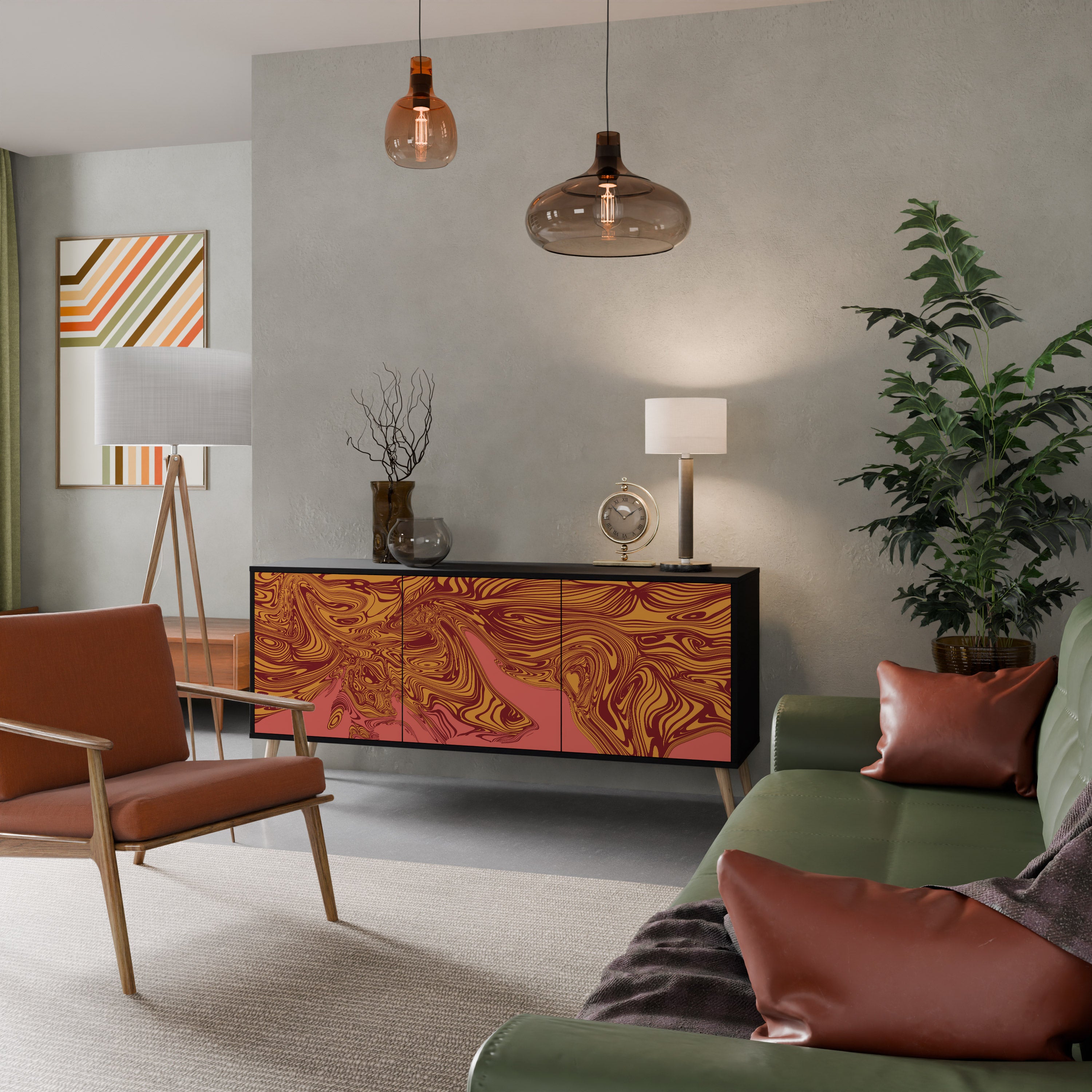 FLOATING THOUGHTS 3-Door Sideboard in Black Finish