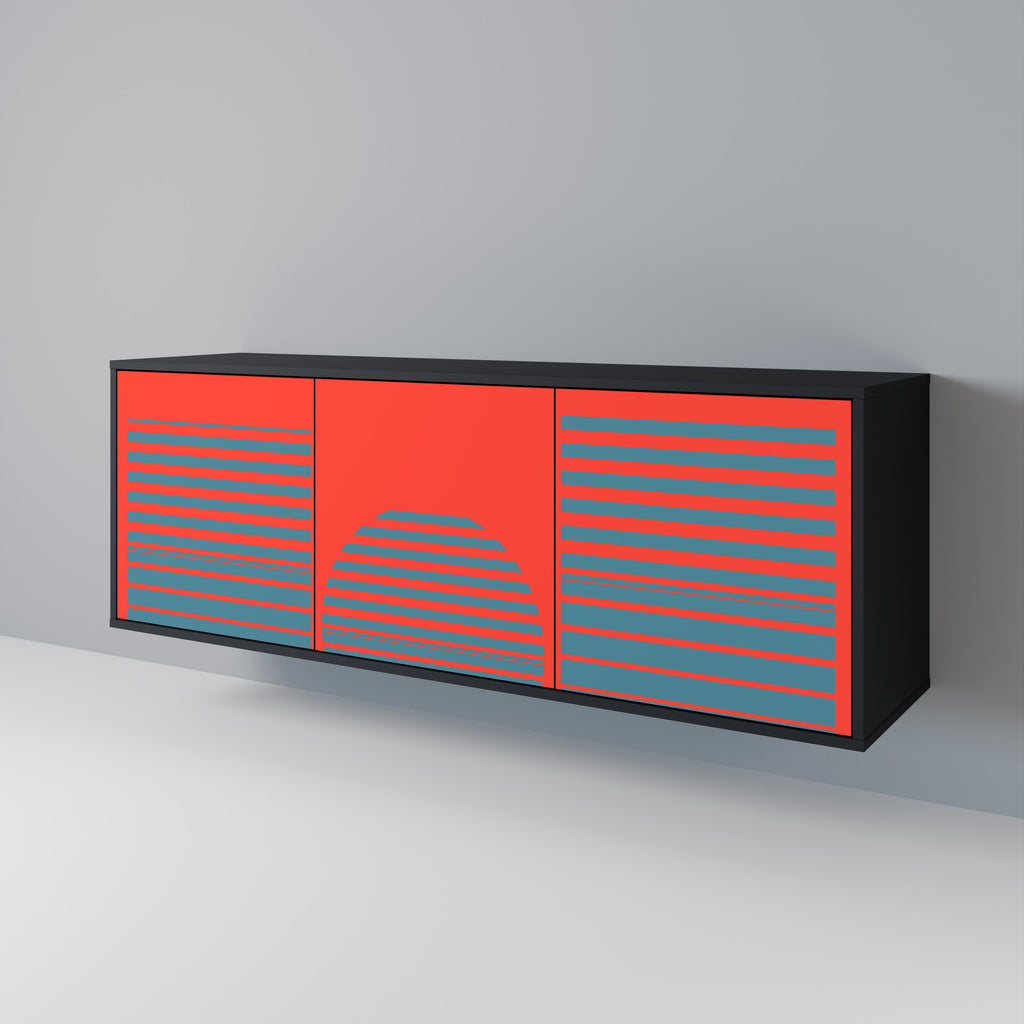 RISING GEOMETRY STARS 3-Door Sideboard in Black Finish