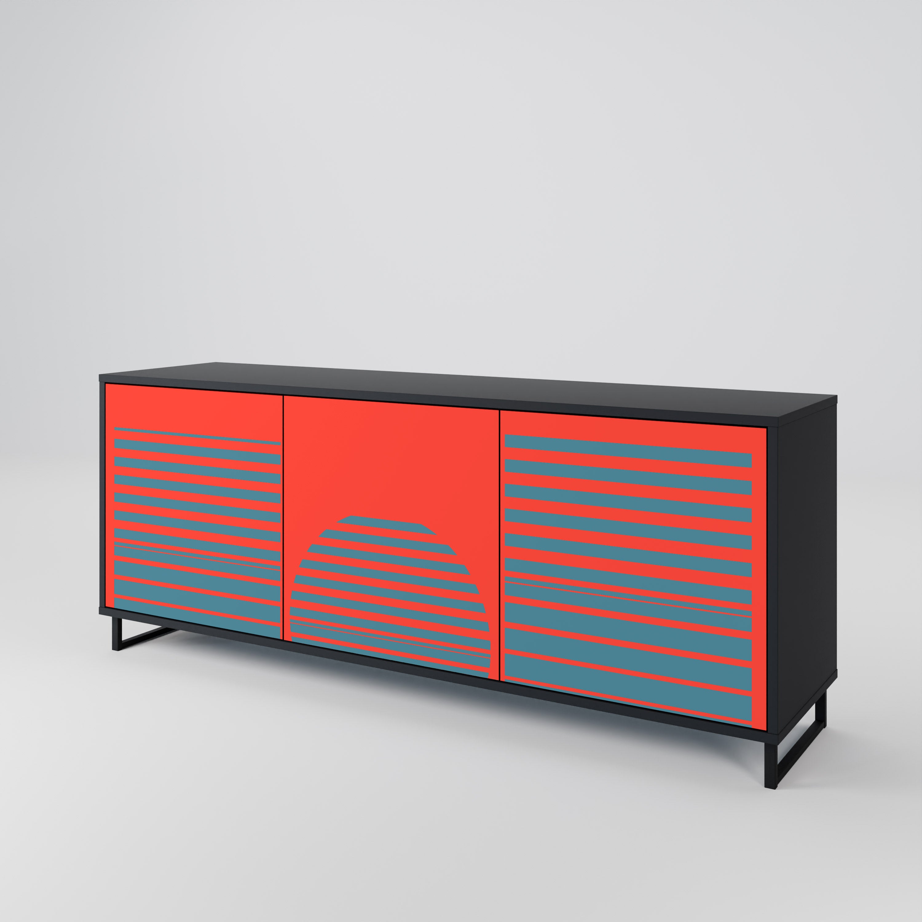 RISING GEOMETRY STARS 3-Door Sideboard in Black Finish