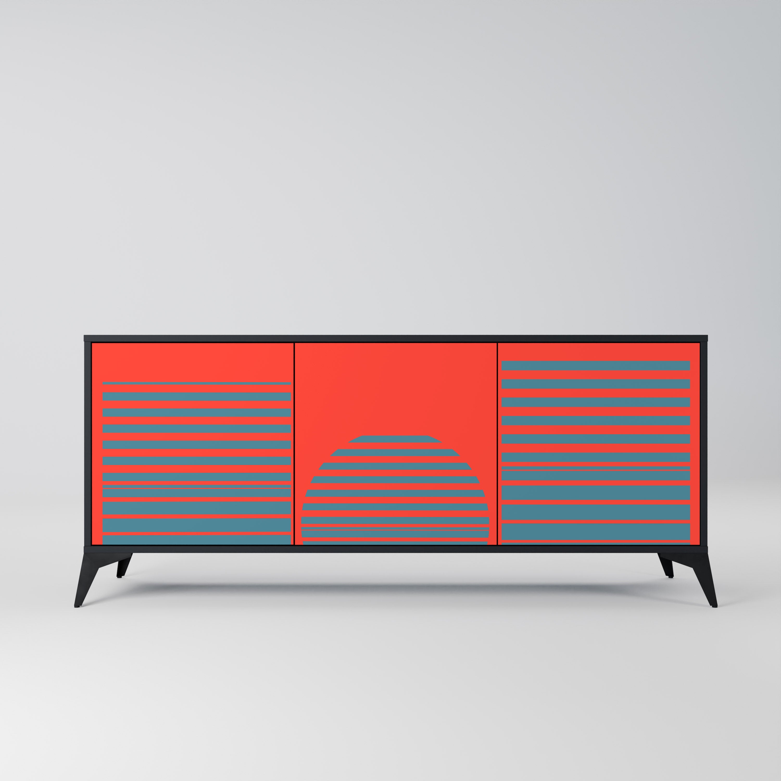 RISING GEOMETRY STARS 3-Door Sideboard in Black Finish