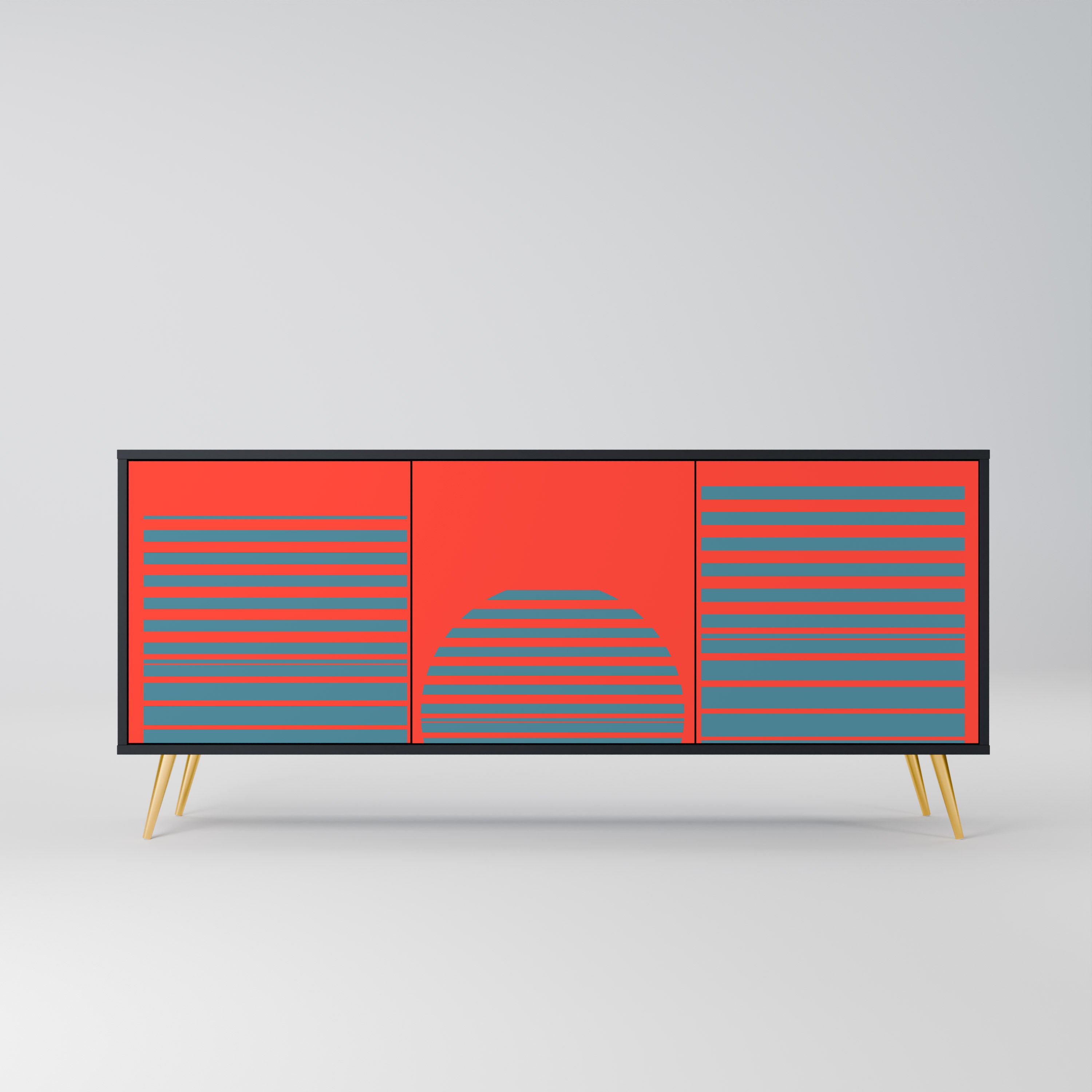 RISING GEOMETRY STARS 3-Door Sideboard in Black Finish