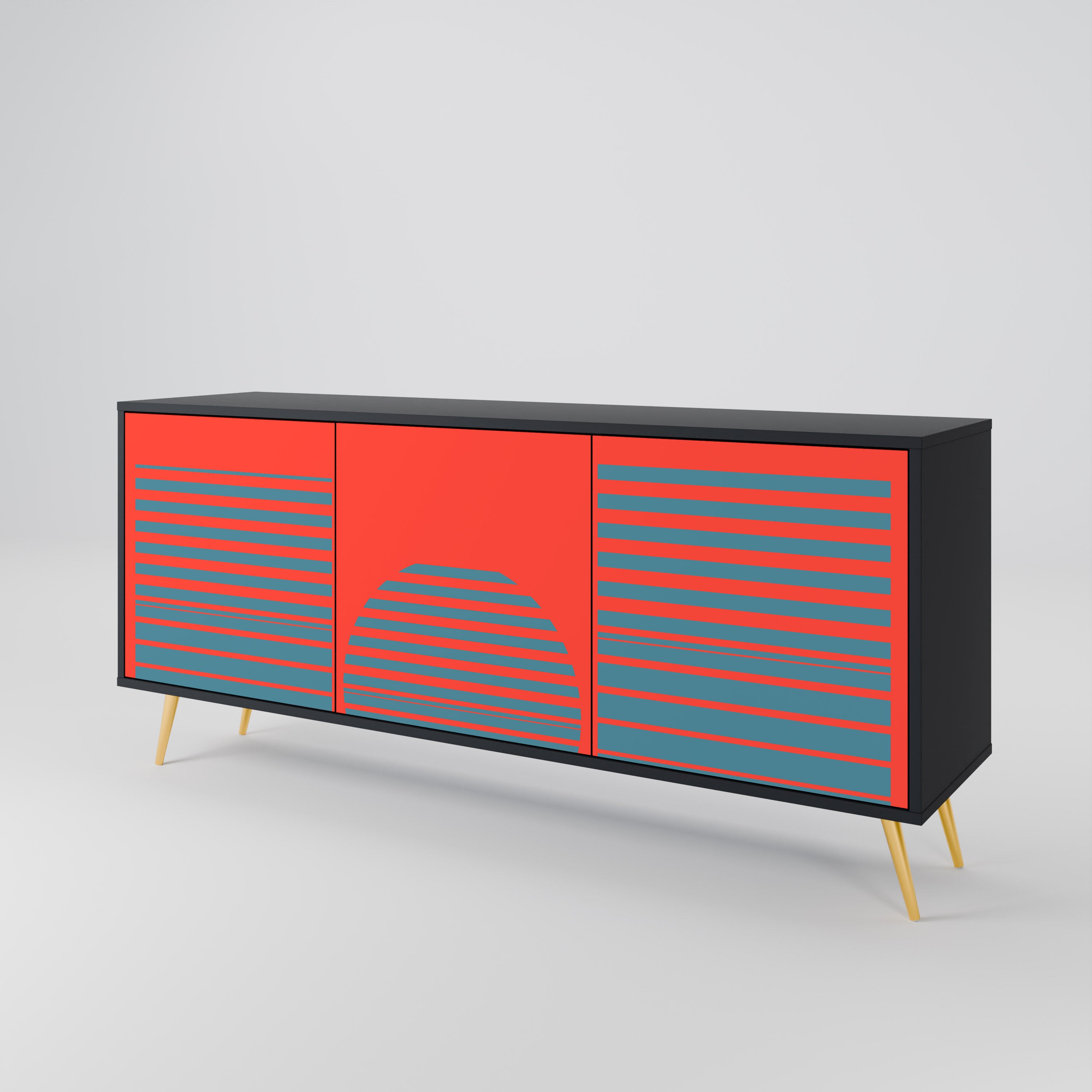 RISING GEOMETRY STARS 3-Door Sideboard in Black Finish